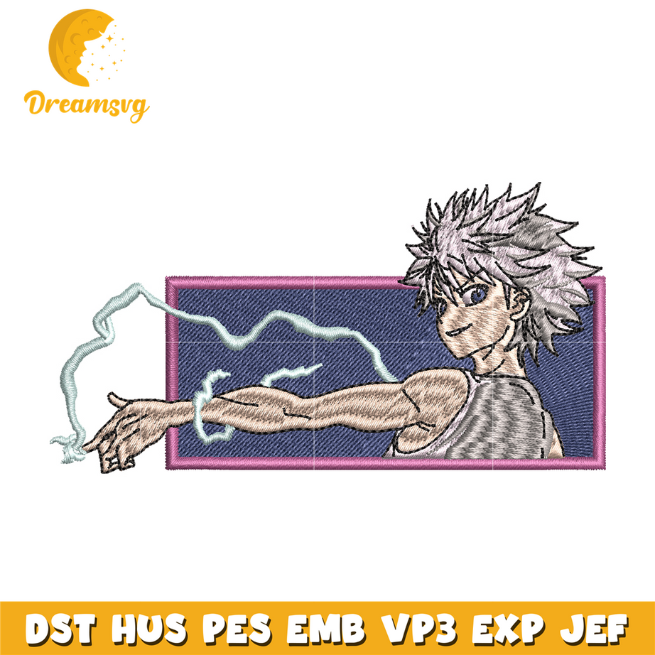 Killua lightning embroidery design