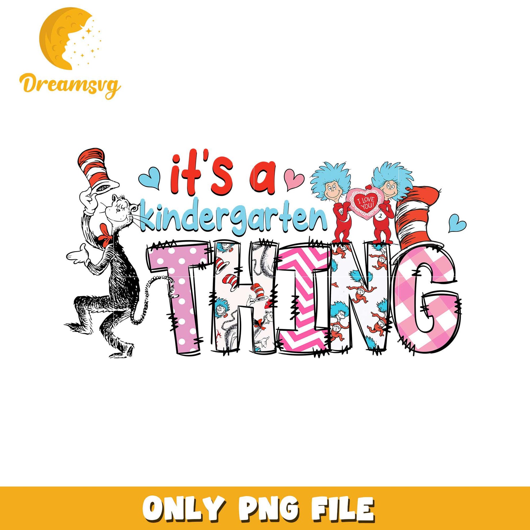 Kindergarten Thing Cat in the Hat PNG Design for Kids