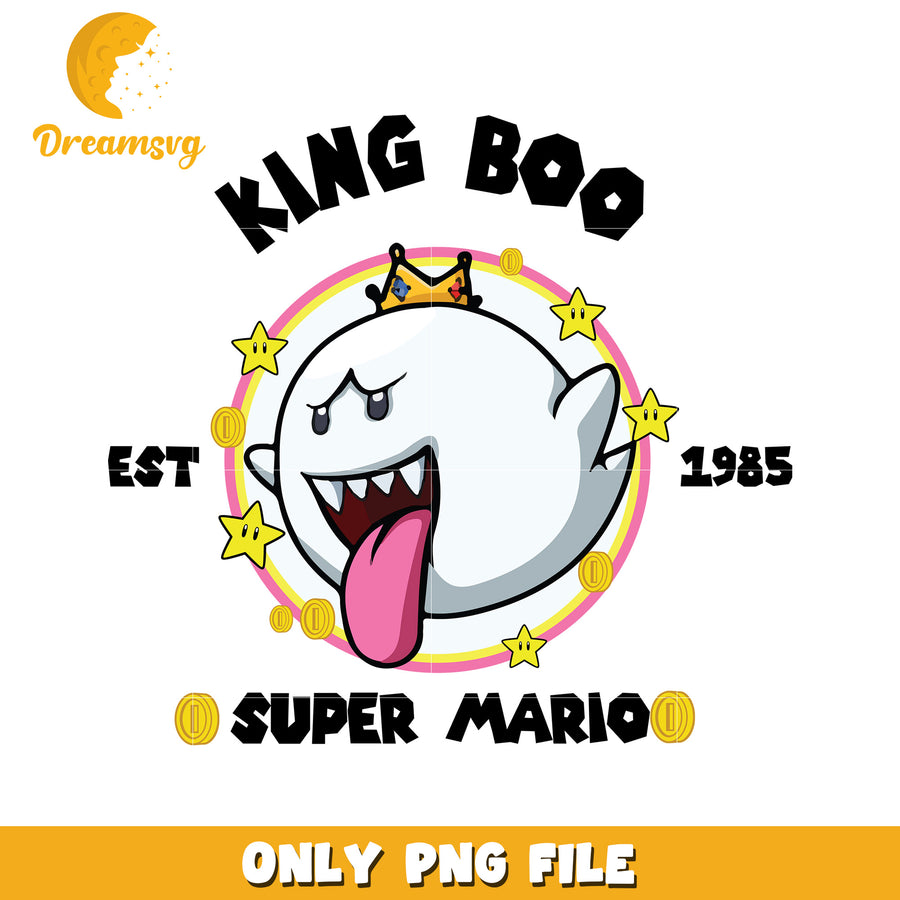 King boo super mario est 1985 png, super mario characters png, vintage mario design png