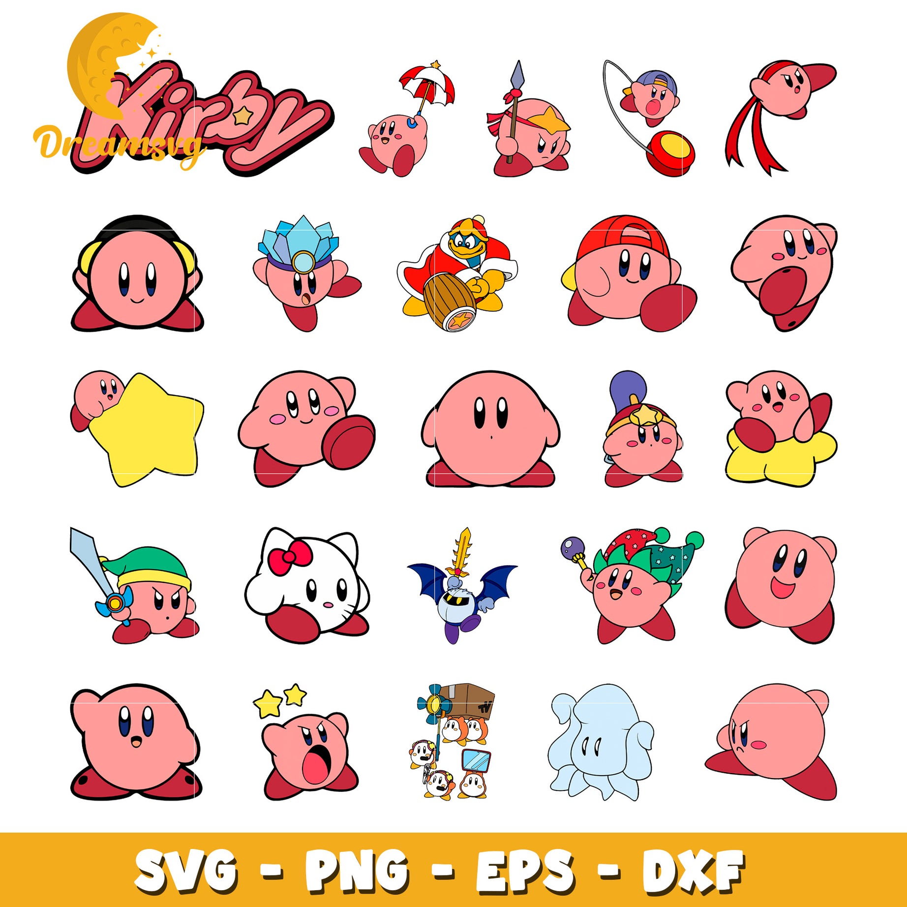 Kirby cartoon characters design bundle svg, kirby cartoon​ svg