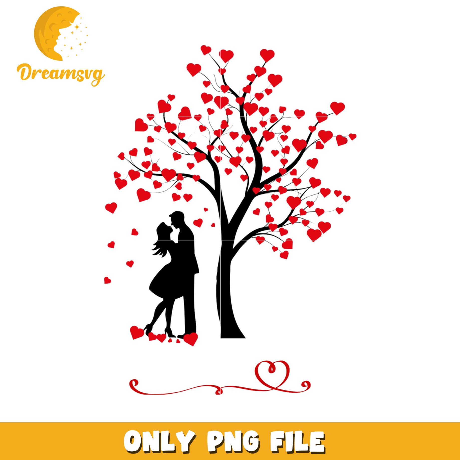 Kissing Couple Heart Tree PNG