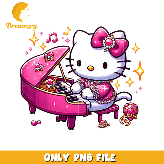 Kitty playing piano png, hello kitty cake png, hello kitty crocs png