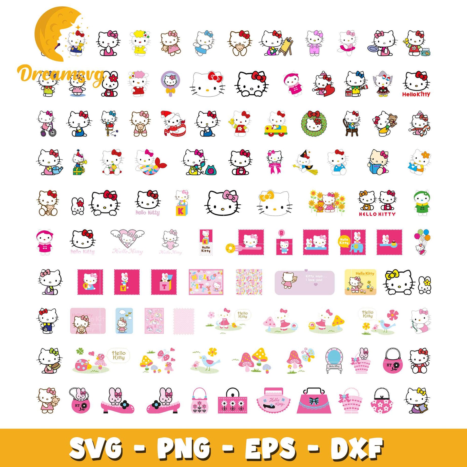 Kitty says I love you bundle svg, Hello Kitty svg, halloween svg