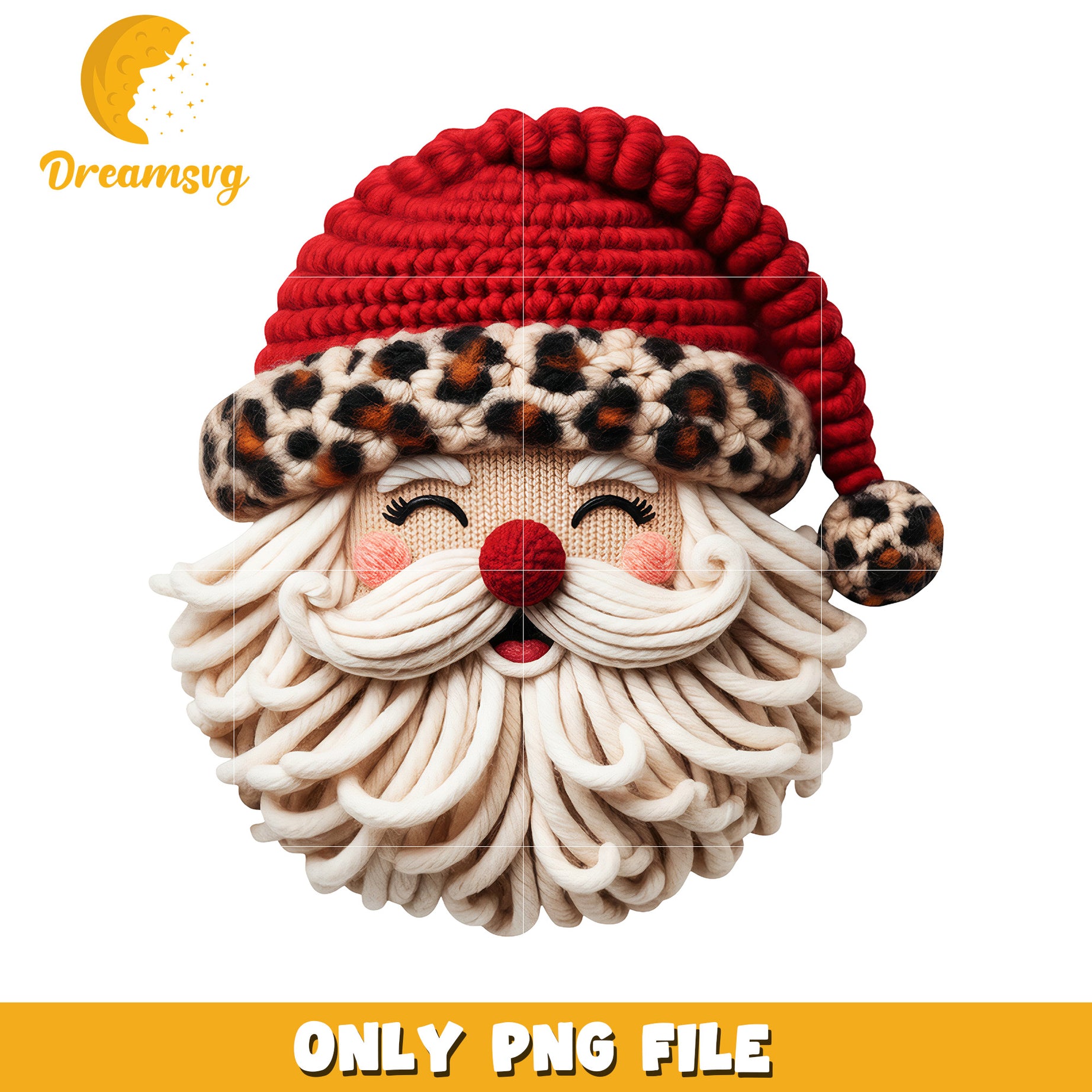 Knitted santa head png, funny christmas png, santa claus png