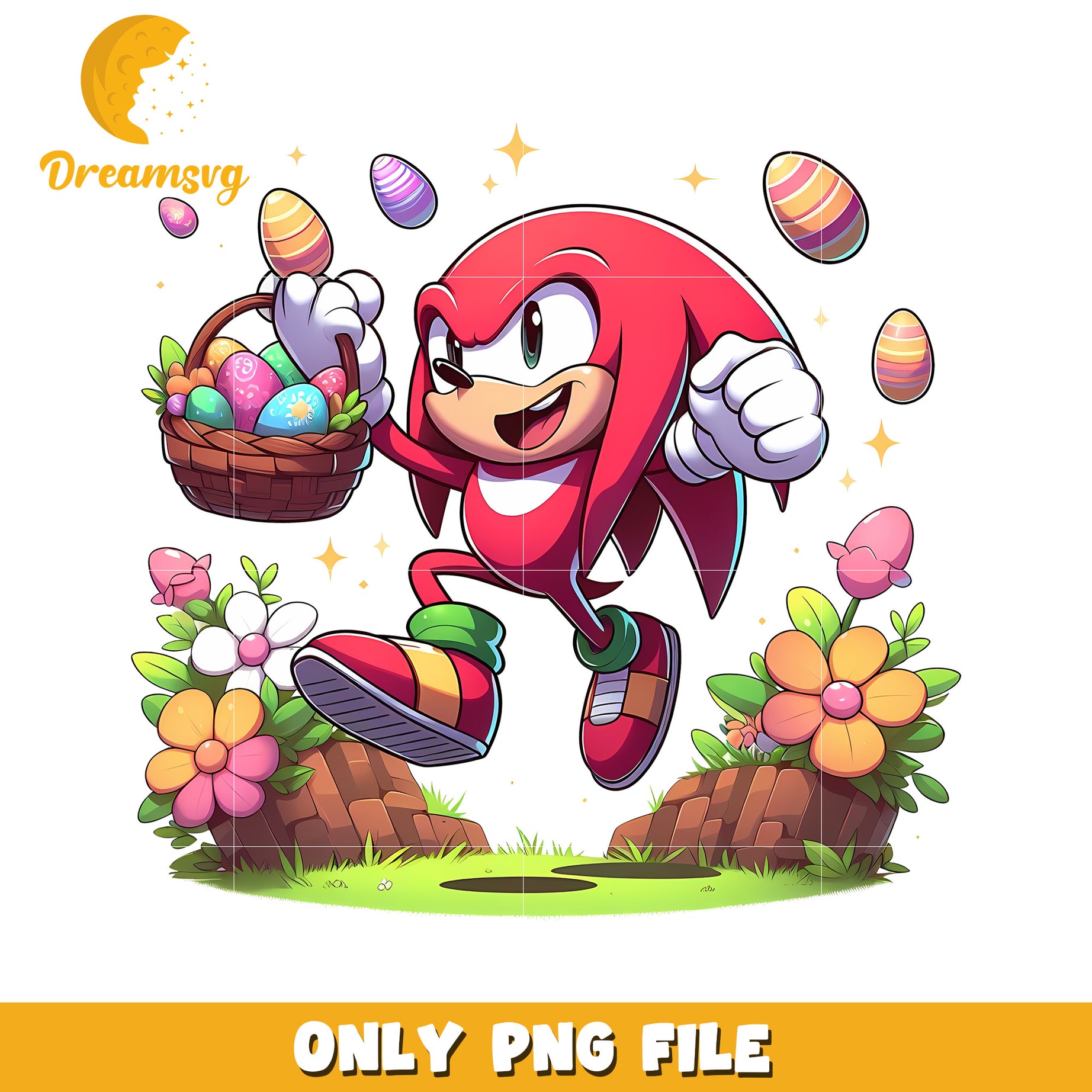 Knuckles easter day png, easter eggs png, Sonic the Hedgehog png