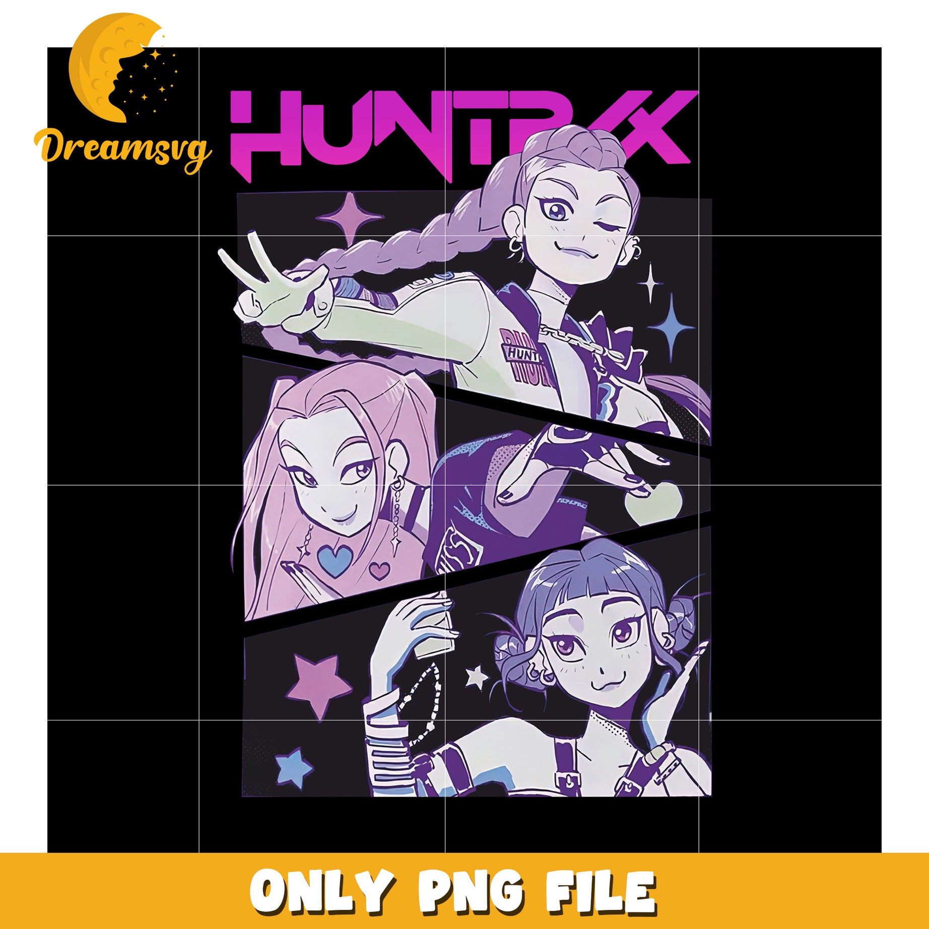 Korean girl band cartoon png, demon hunters png, huntrix and saja png
