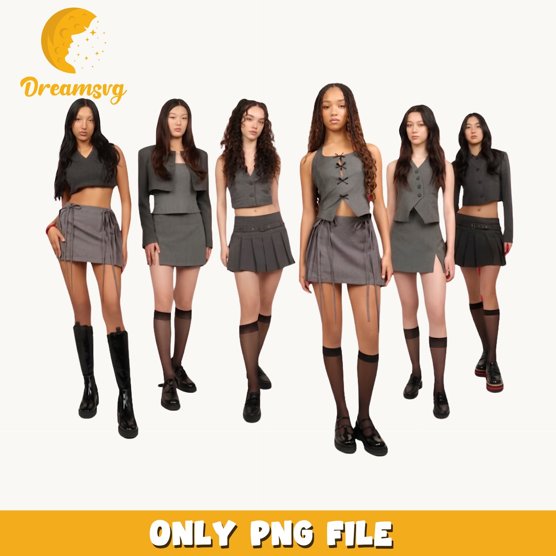 Kpop Girl Group PNG, Girl Band Outfit PNG, Kpop Fan Art PNG