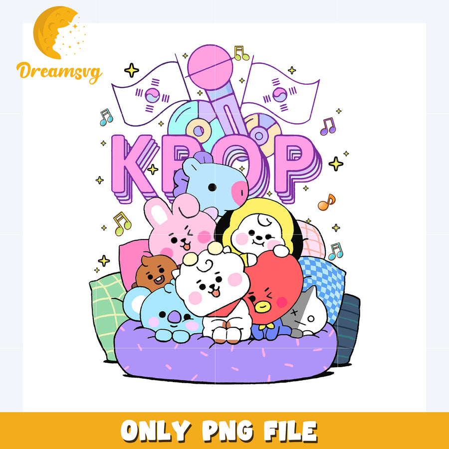 Kpop band cute mascot png, bts bt21 png, kpop band mascot png