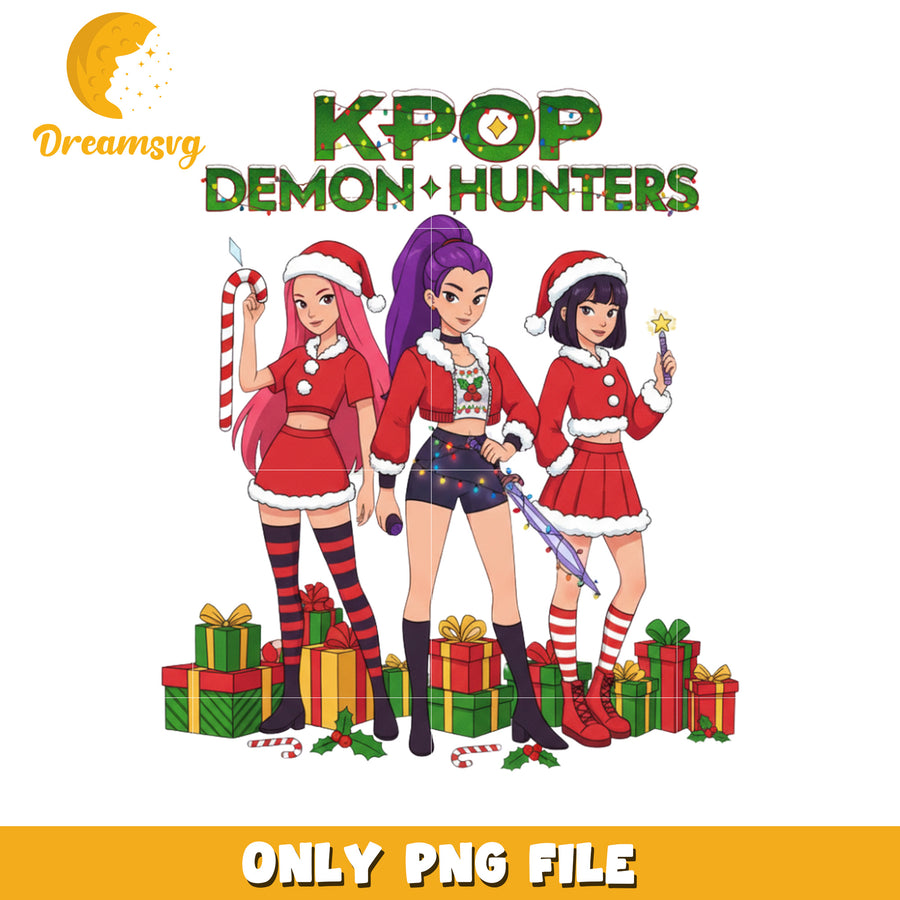 Kpop demon hunter png, christmas design png, kpop cartoon png