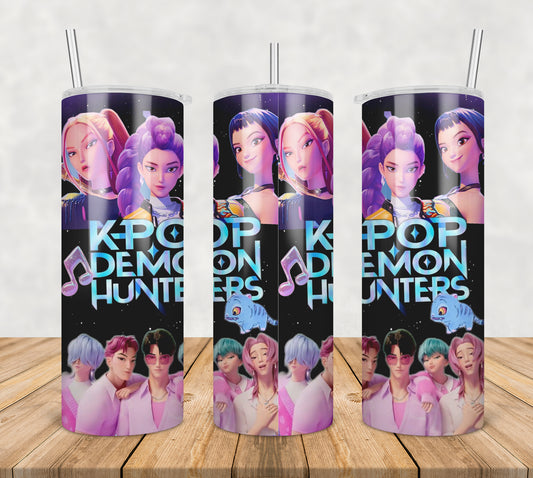 Kpop demon hunters band tumbler png, demon hunters band tumbler png, kpop band tumbler png