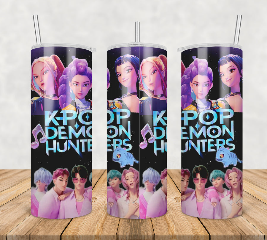 Kpop demon hunters band tumbler png, demon hunters band tumbler png, kpop band tumbler png