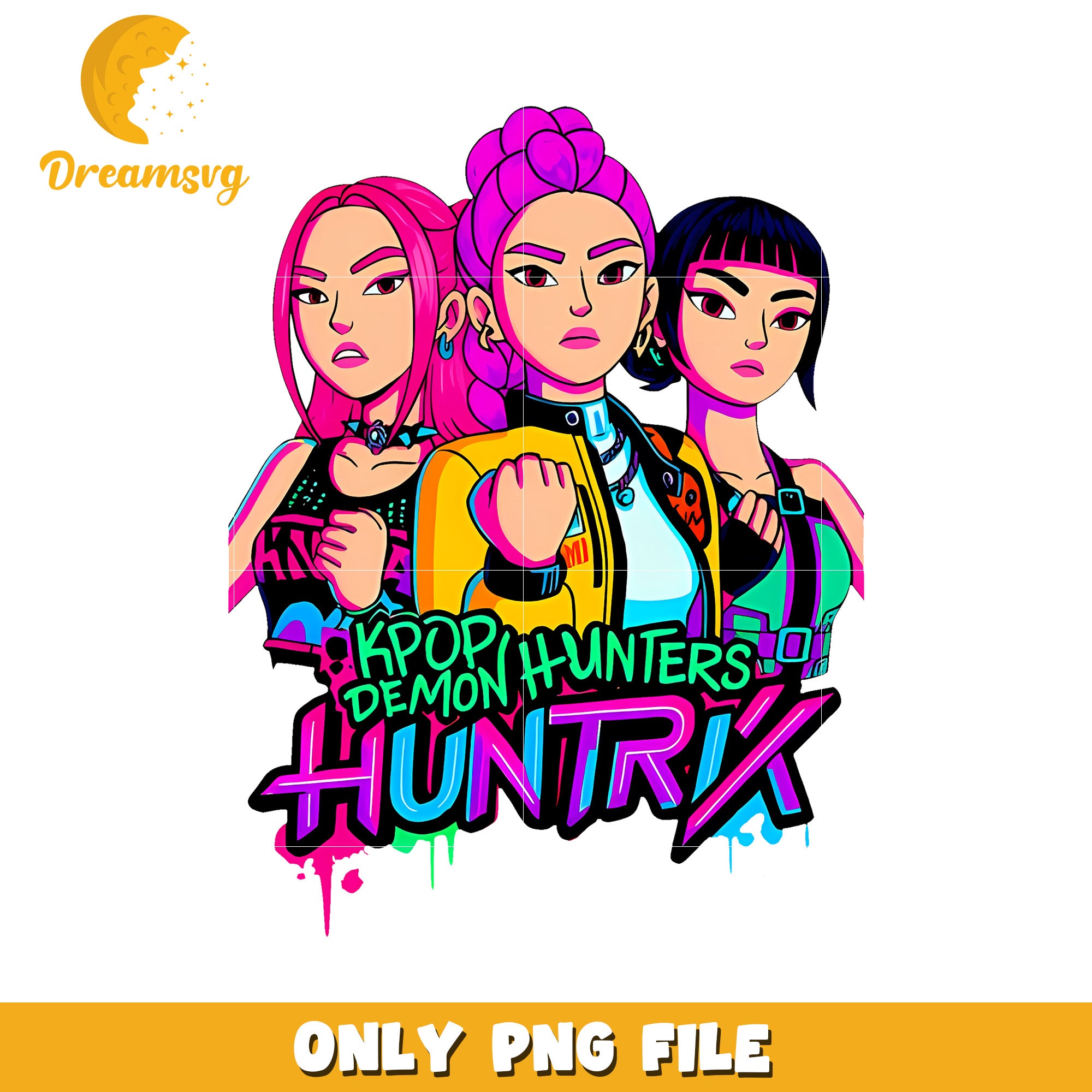 Kpop demon hunters colorful png, huntrix png, kpop demon hunter png