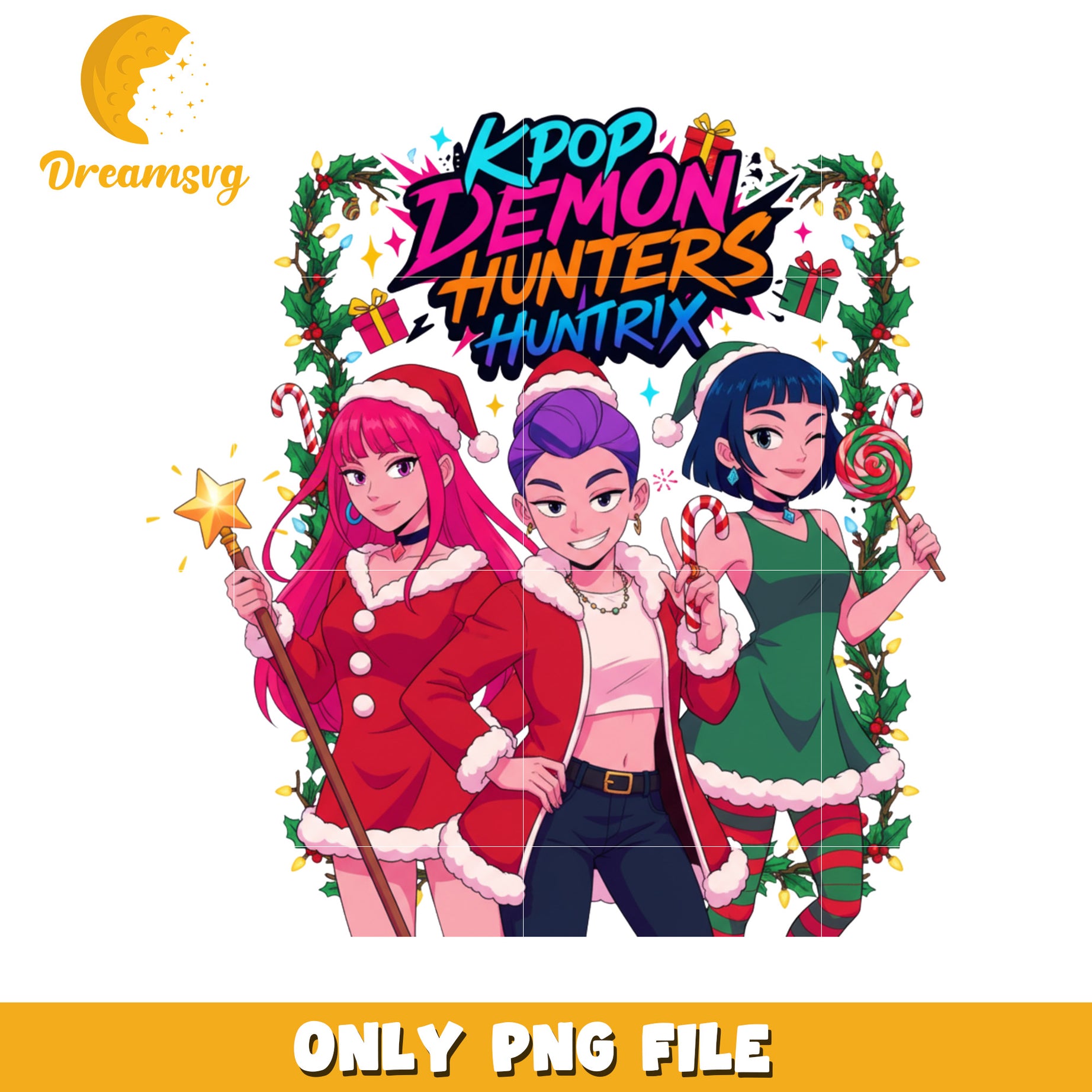 Kpop demon hunters huntrix png, kpop huntrix png, white christmas png