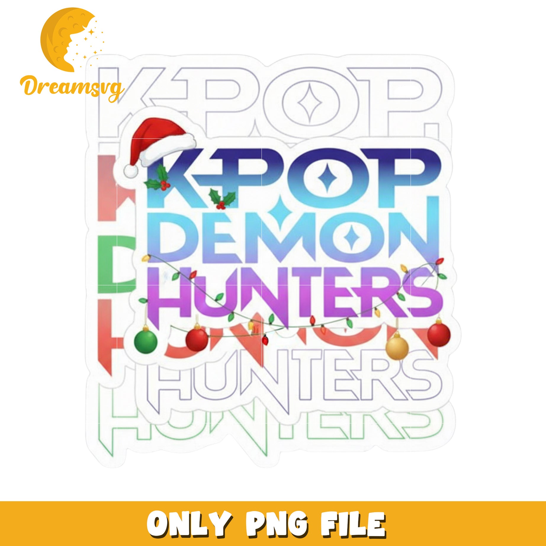 Kpop demon hunters logo png, christmas background​ png, christmas decor png