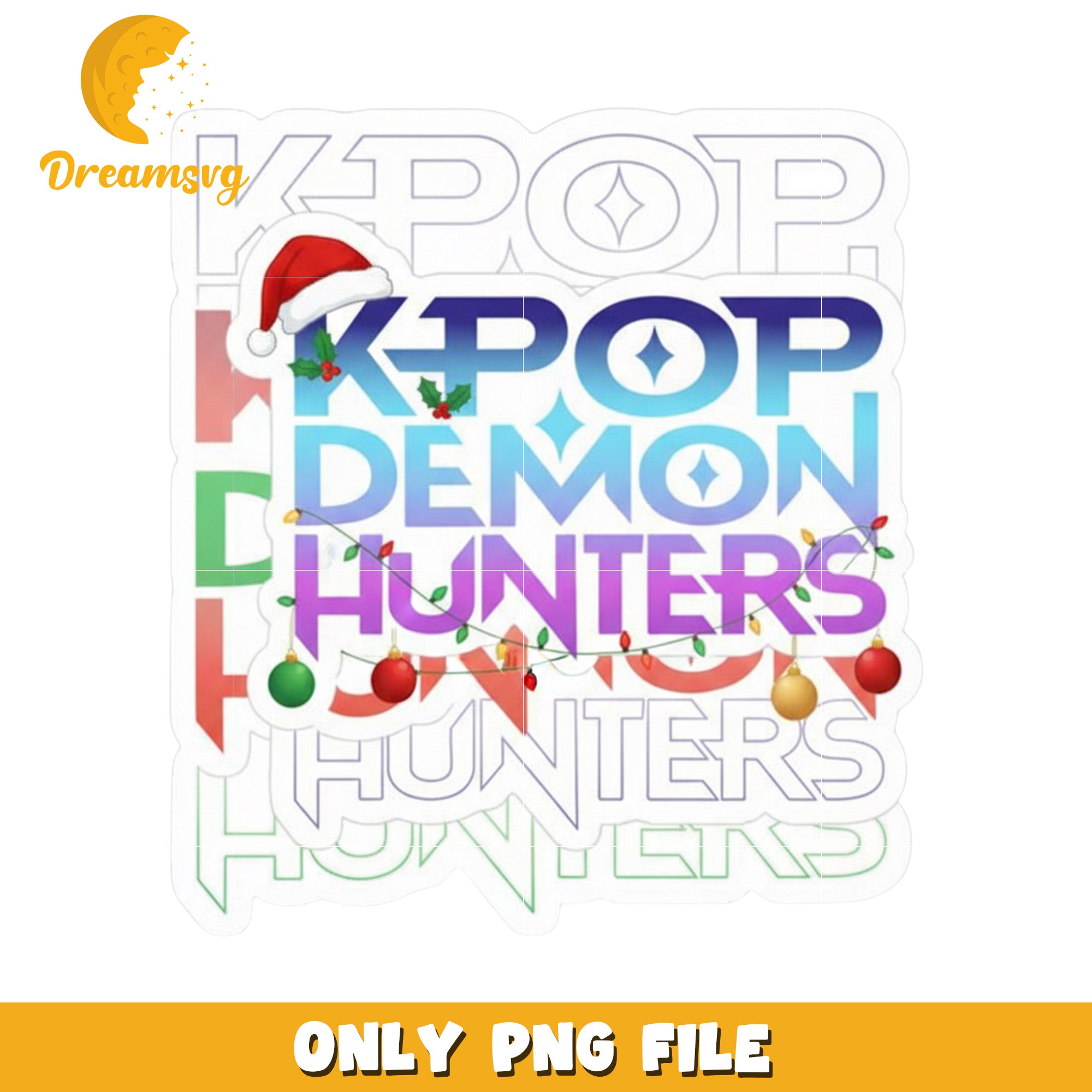 Kpop demon hunters logo png, christmas background​ png, christmas decor png
