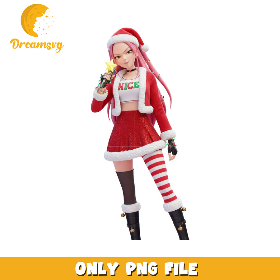Kpop mira christmas costume png, kpop cartoon png, christmas design png