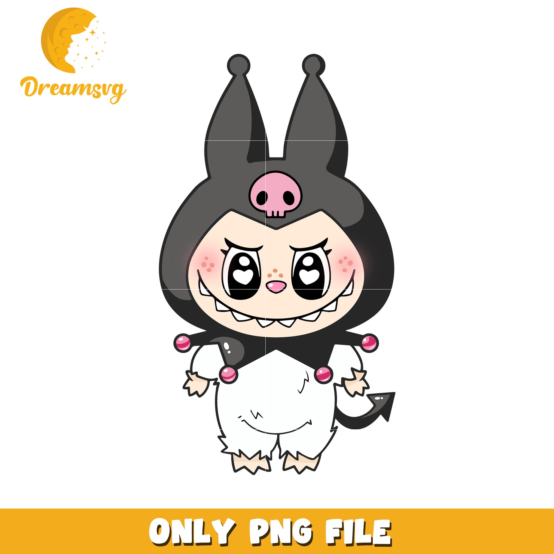 Kumromi labubu design png, halloween labubu png, halloween pumpkin png