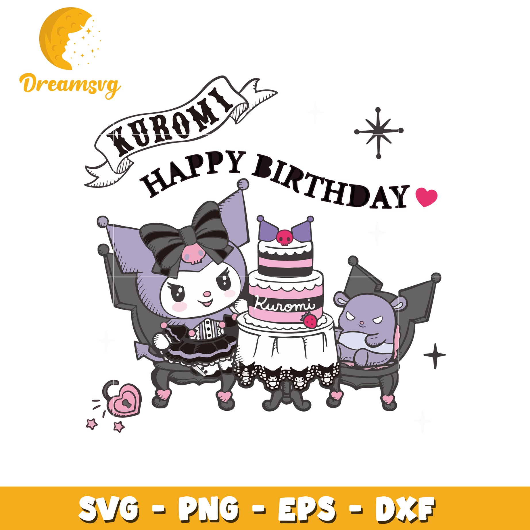 Kuromi Birthday SVG PNG EPS DXF DreamSVG Store