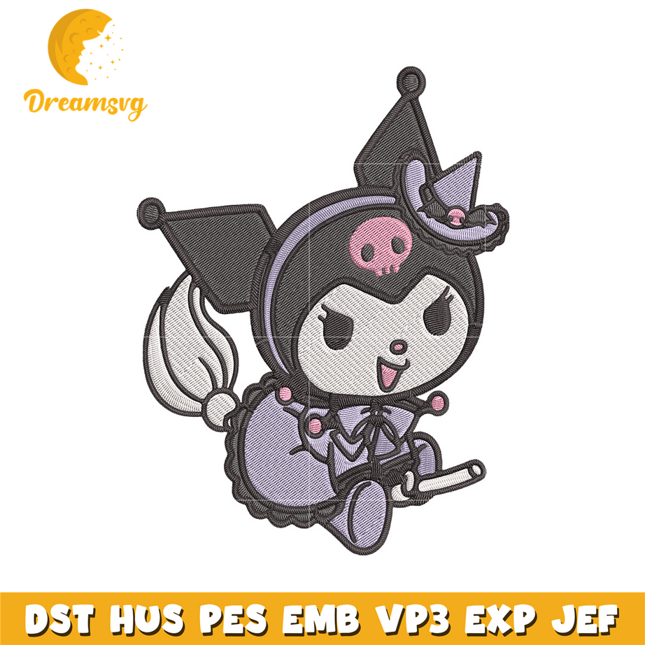 Kuromi Witch embroidery design