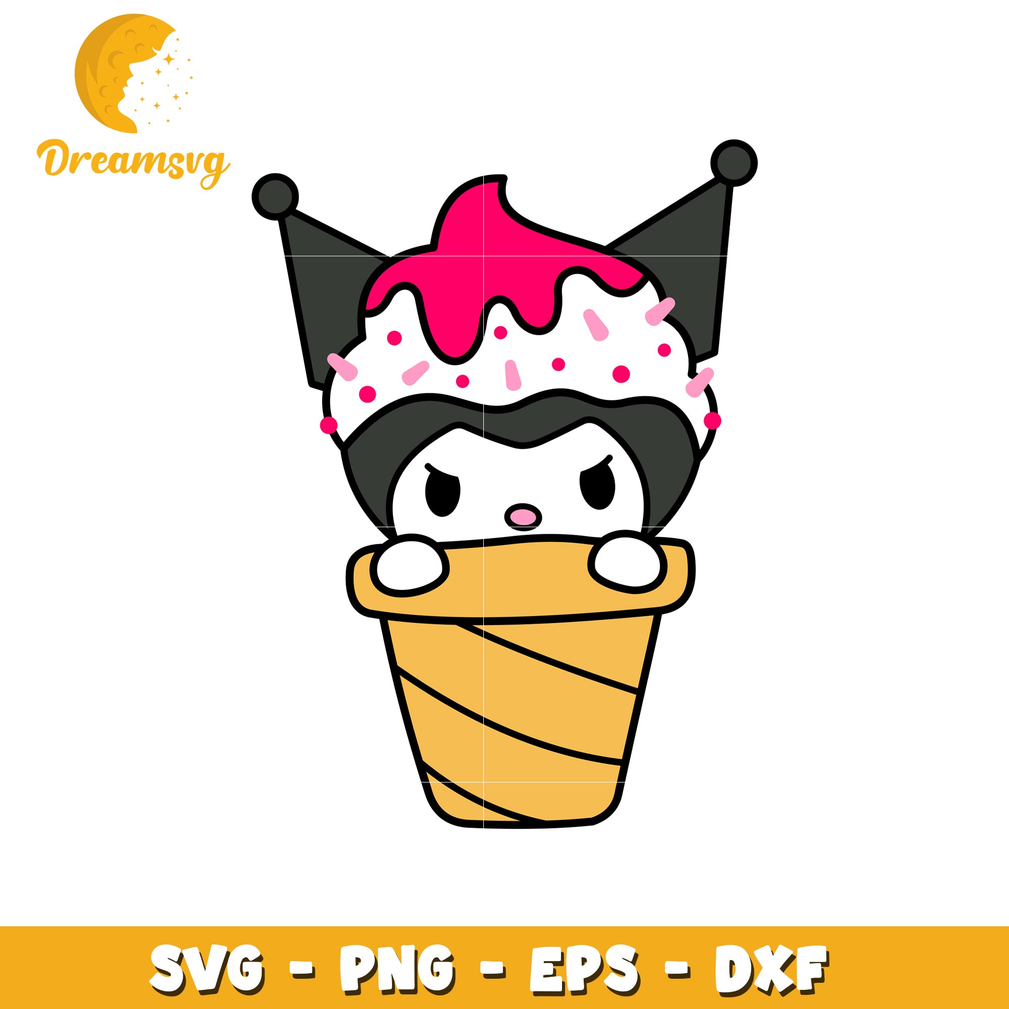 Kuromi Ice Cream Cone SVG PNG EPS DXF DreamSVG Store kuromi-ice-cream-cone-svg-png-eps-dxf-dreamsvg-store