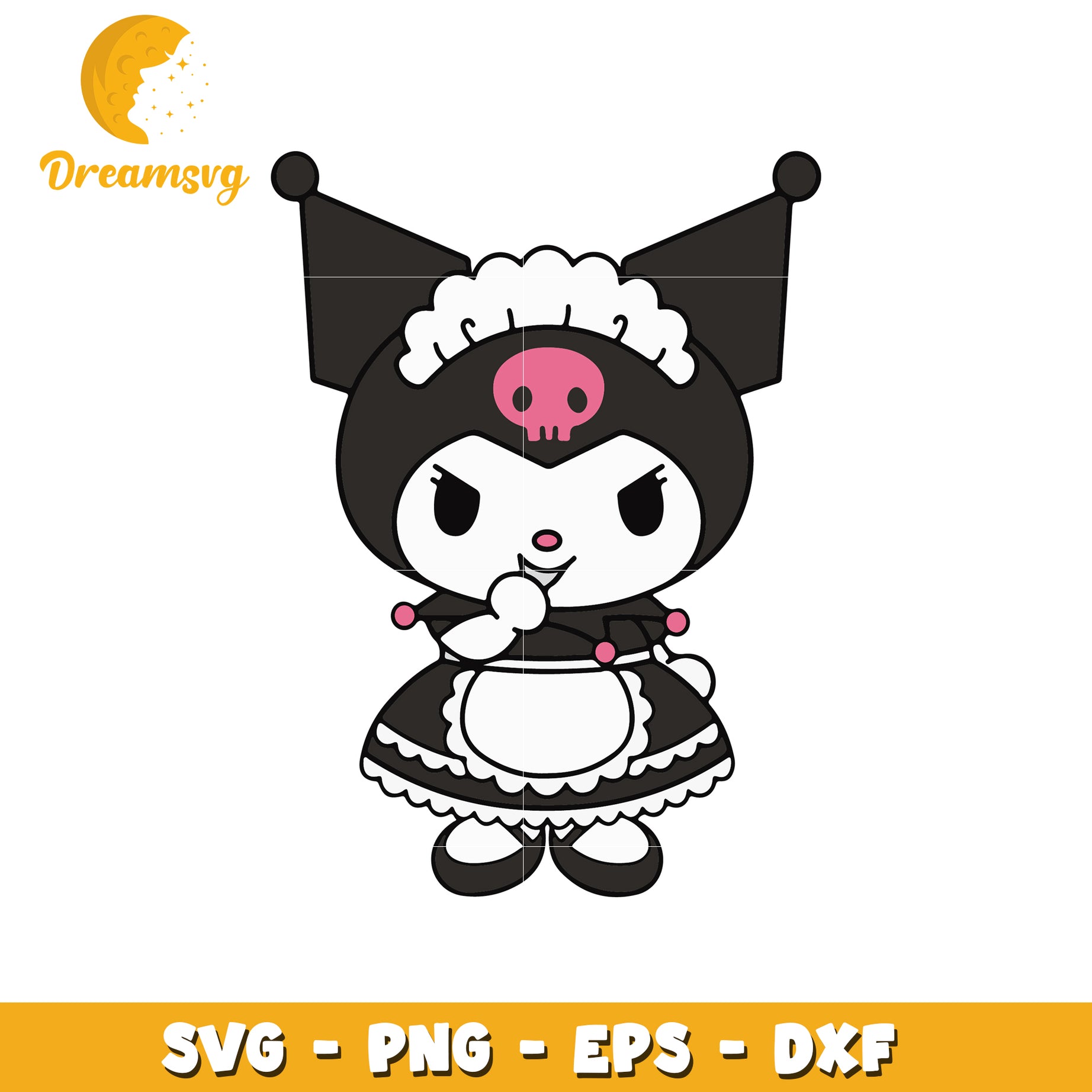 Kuromi Maid SVG PNG EPS DXF Cut File