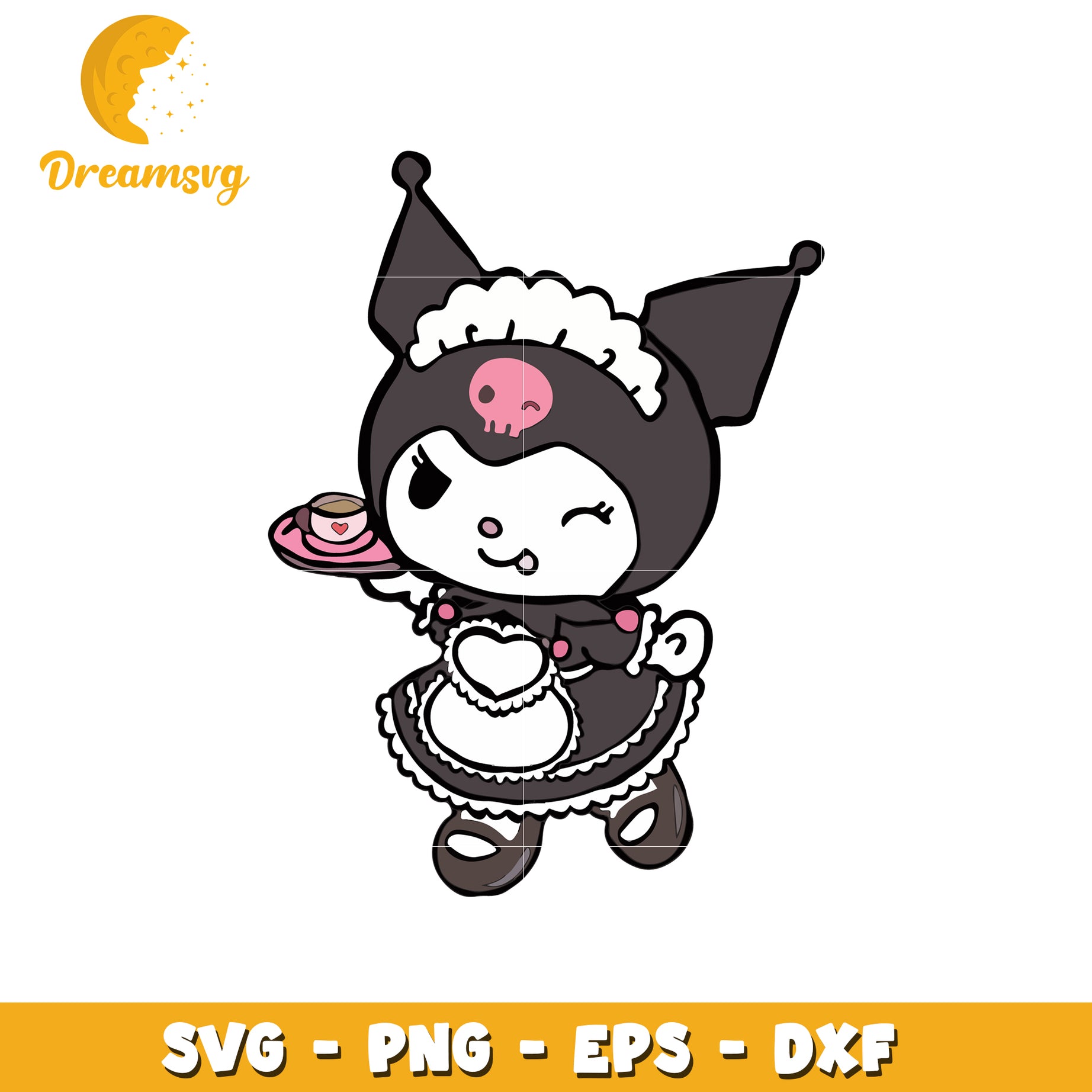 Kuromi Maid SVG PNG EPS DXF Cut Files