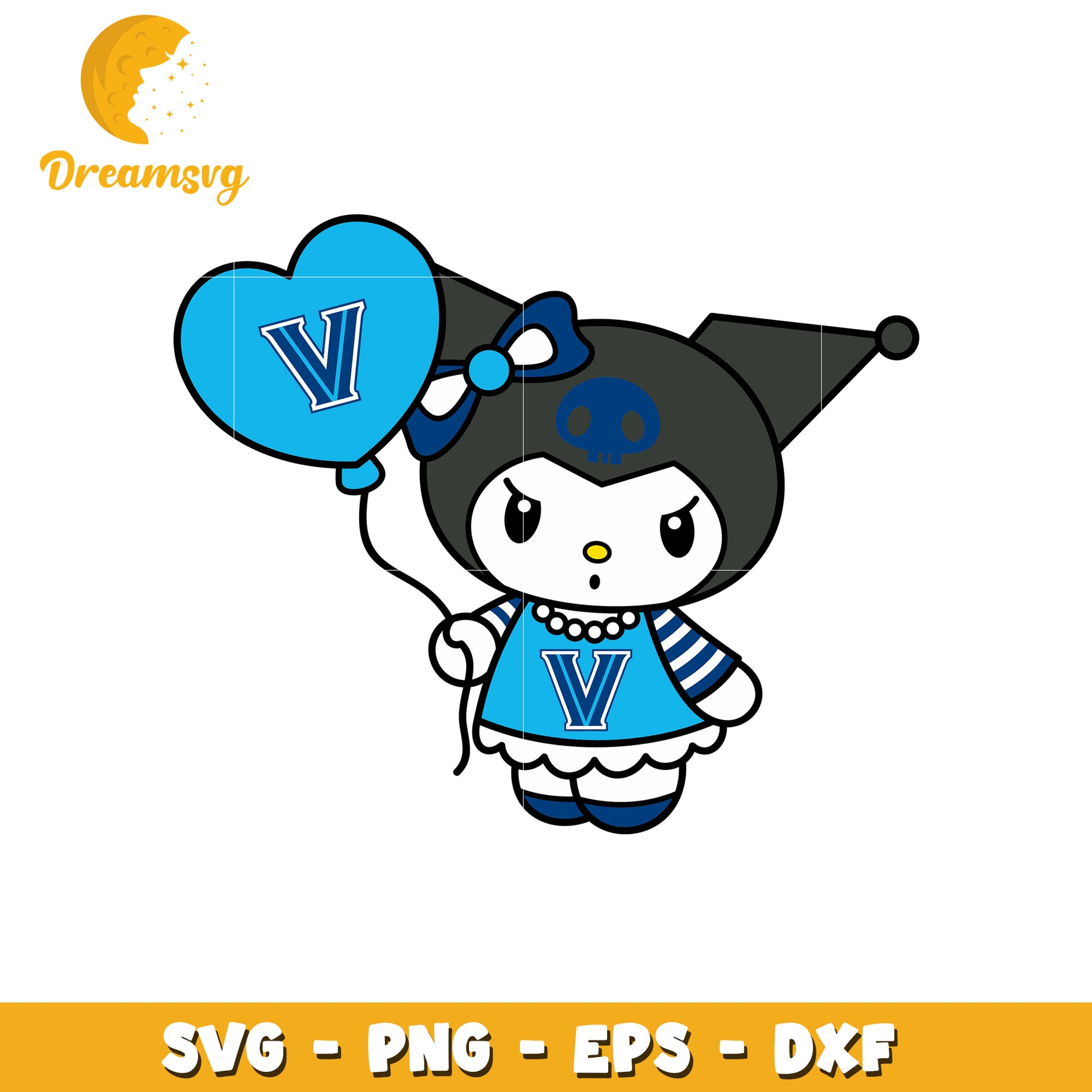 Kuromi SVG Design Blue V Varsity Theme