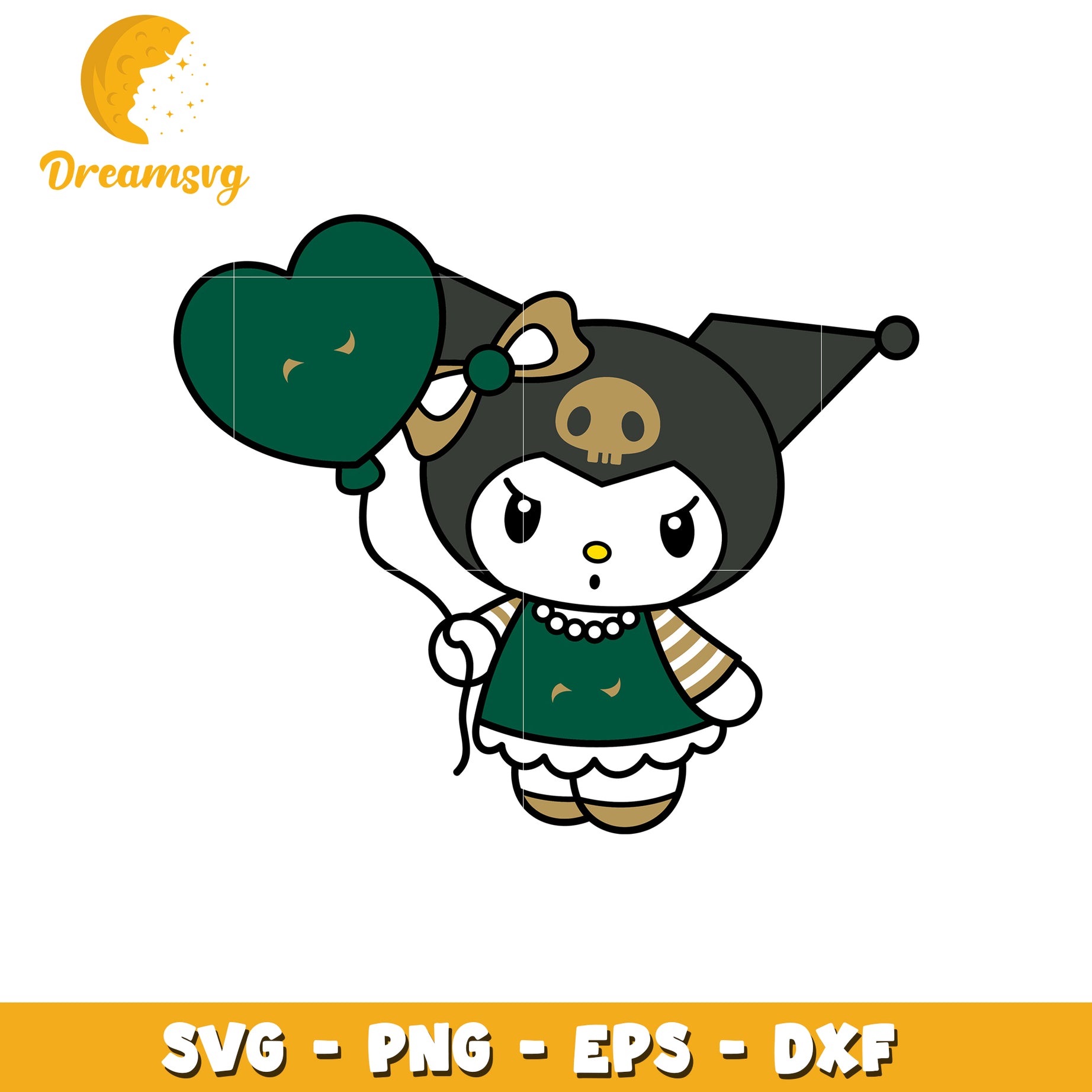 Kuromi SVG Design Green Balloon & Skull