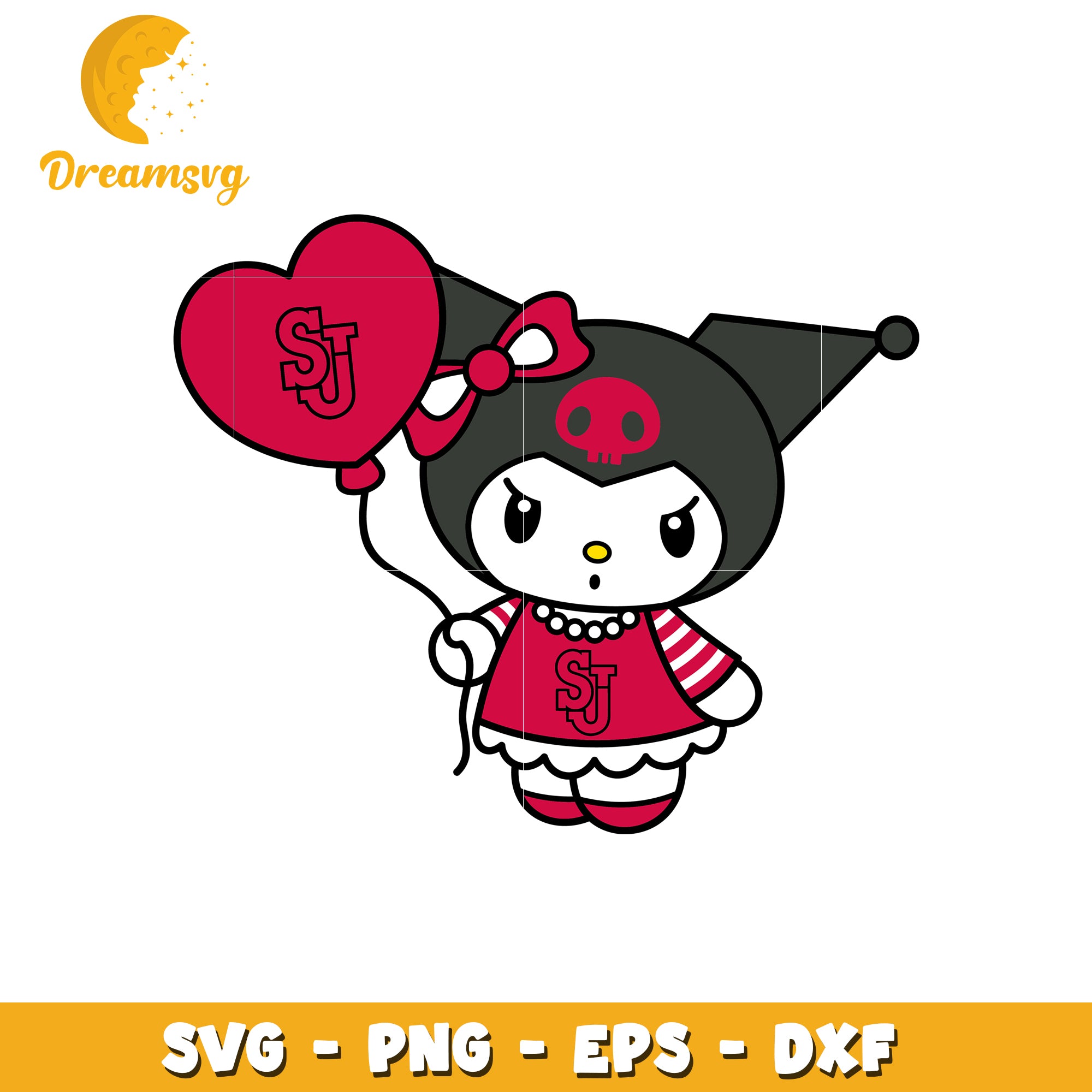 Kuromi SVG Design Red Heart Balloon
