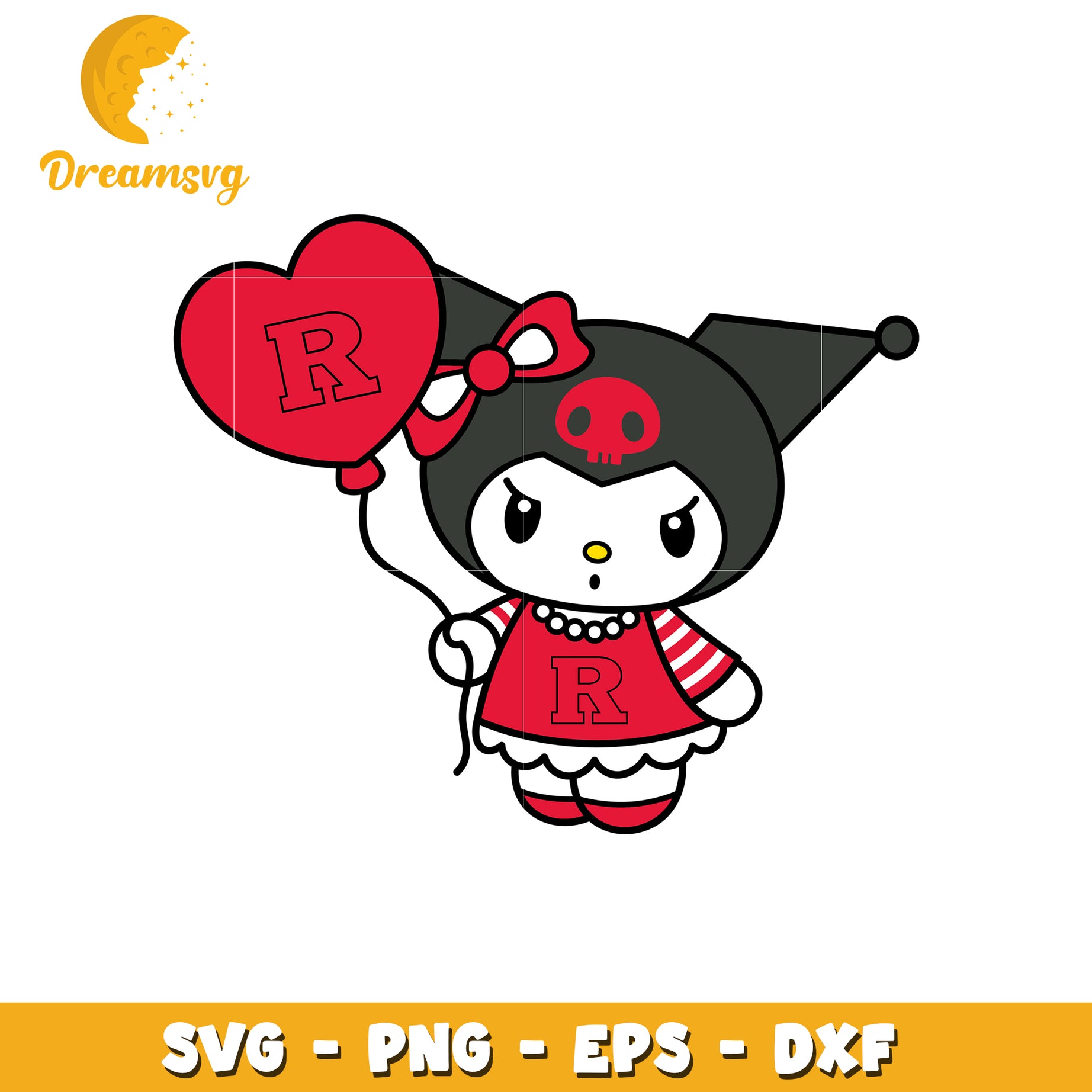 Kuromi SVG Design Red R Letter & Heart