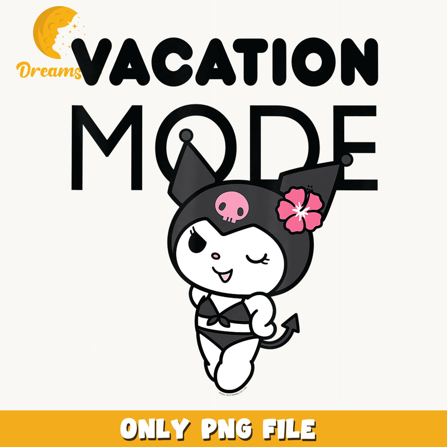 Kuromi Vacation Mode PNG, Sanrio Summer Beach Design, Cute PNG