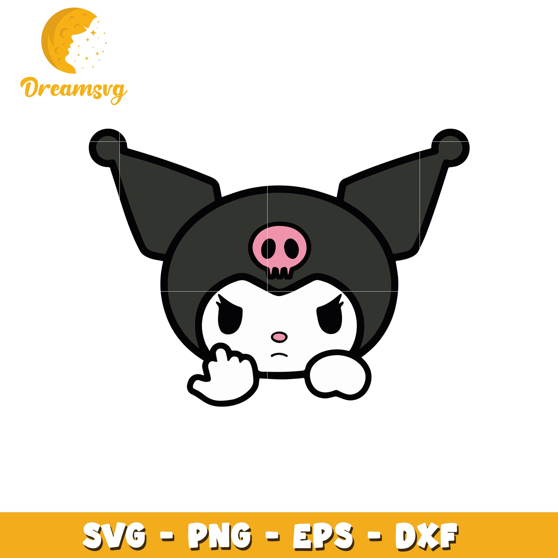 Kuromi face middle finger svg, My melody universe character svg