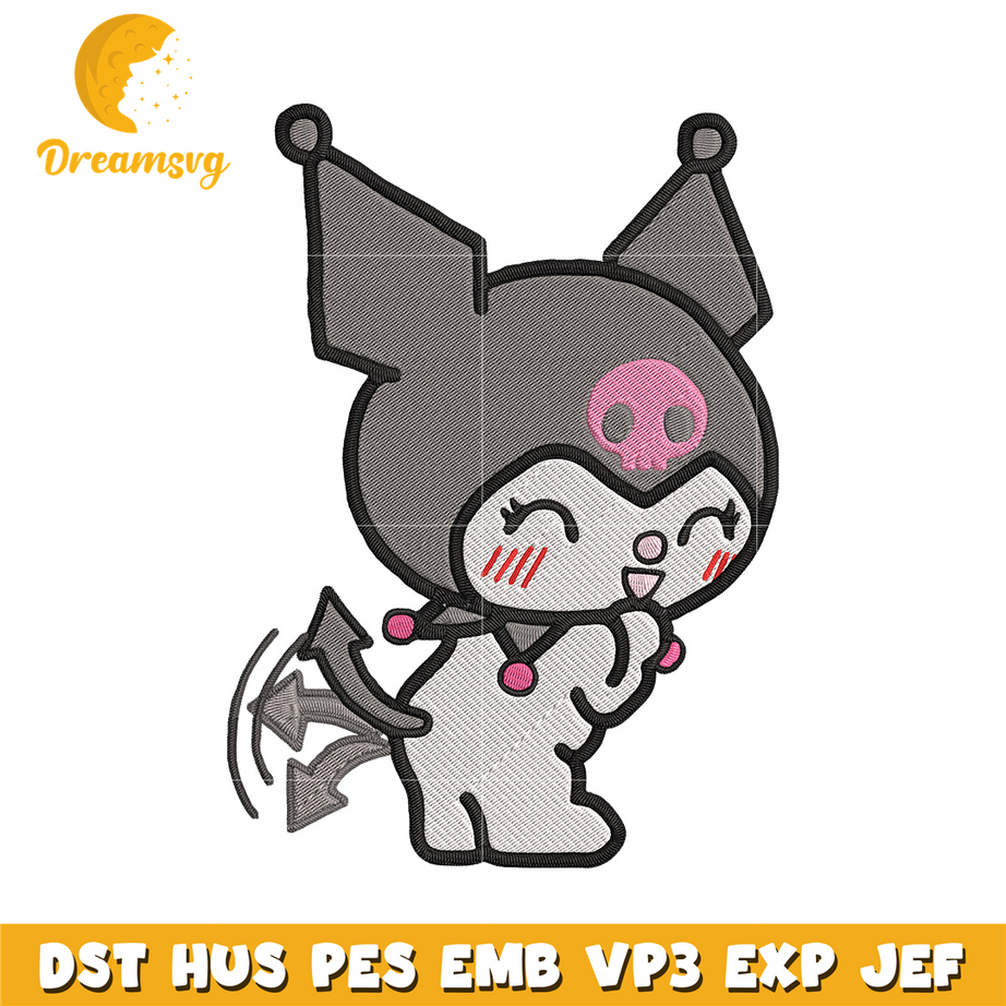 happy kuromi Embroidery Design, Hello kitty Embroidery