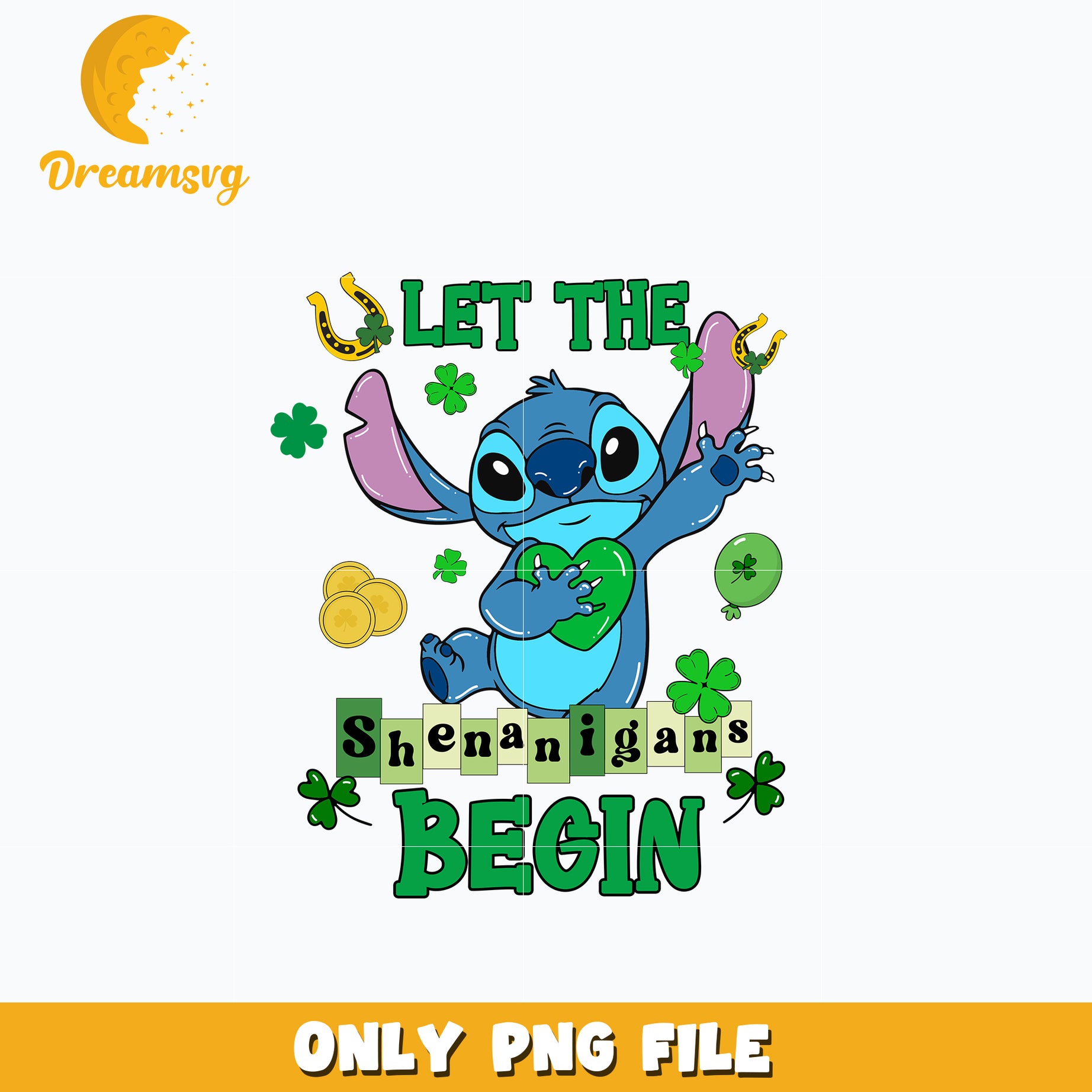 Stitch Let The Shenanigans Begin St. patrick's day Png