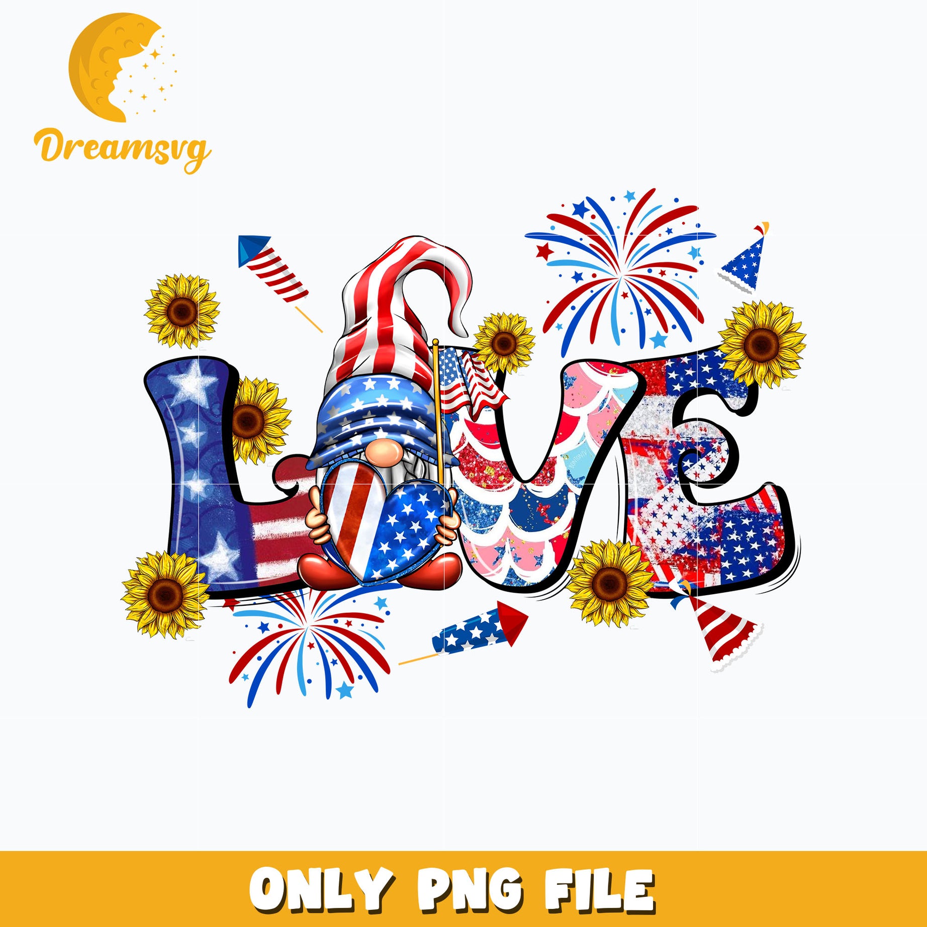 Gnome Love Png, 4th of July Png