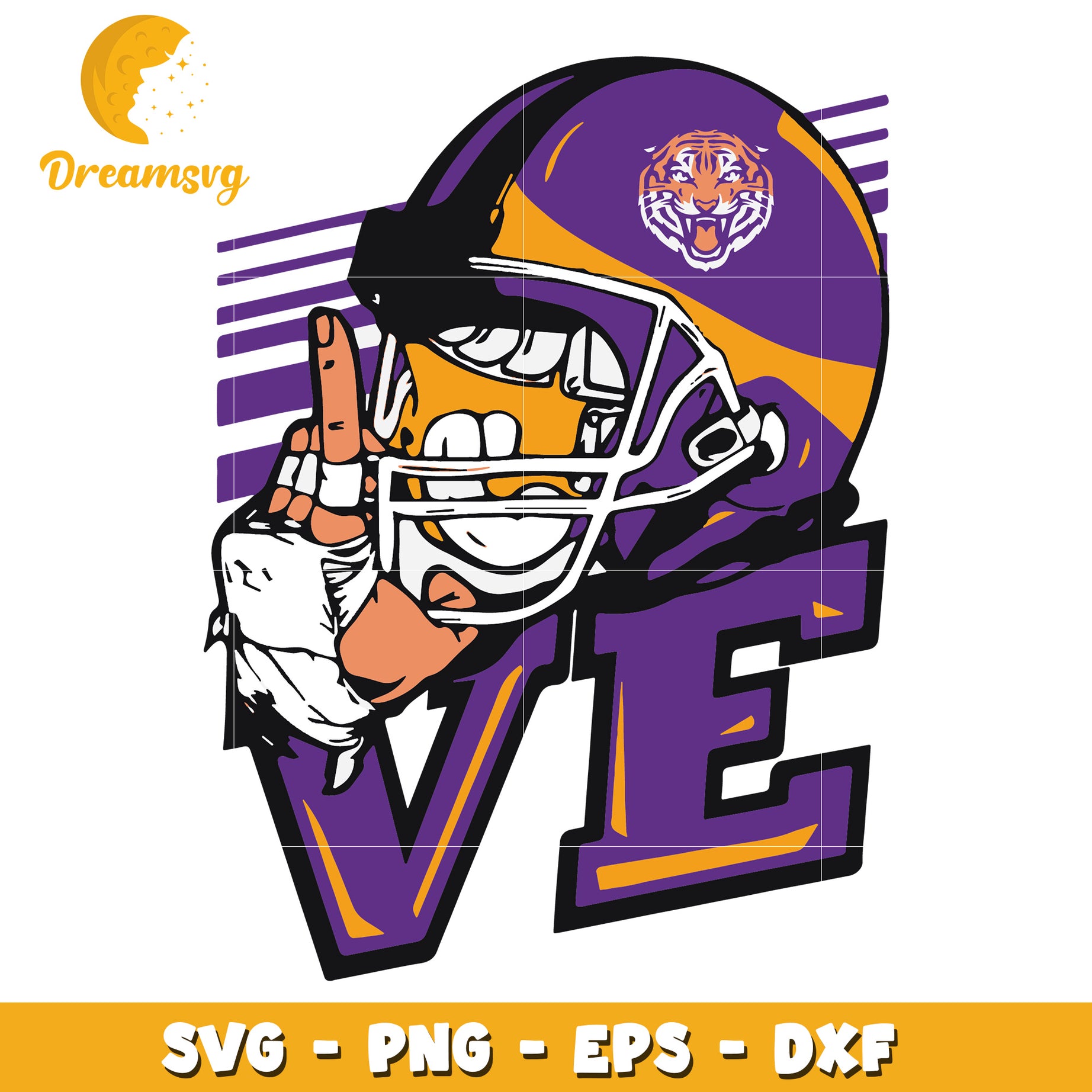 LSU Tiger Football Love SVG PNG EPS DXF