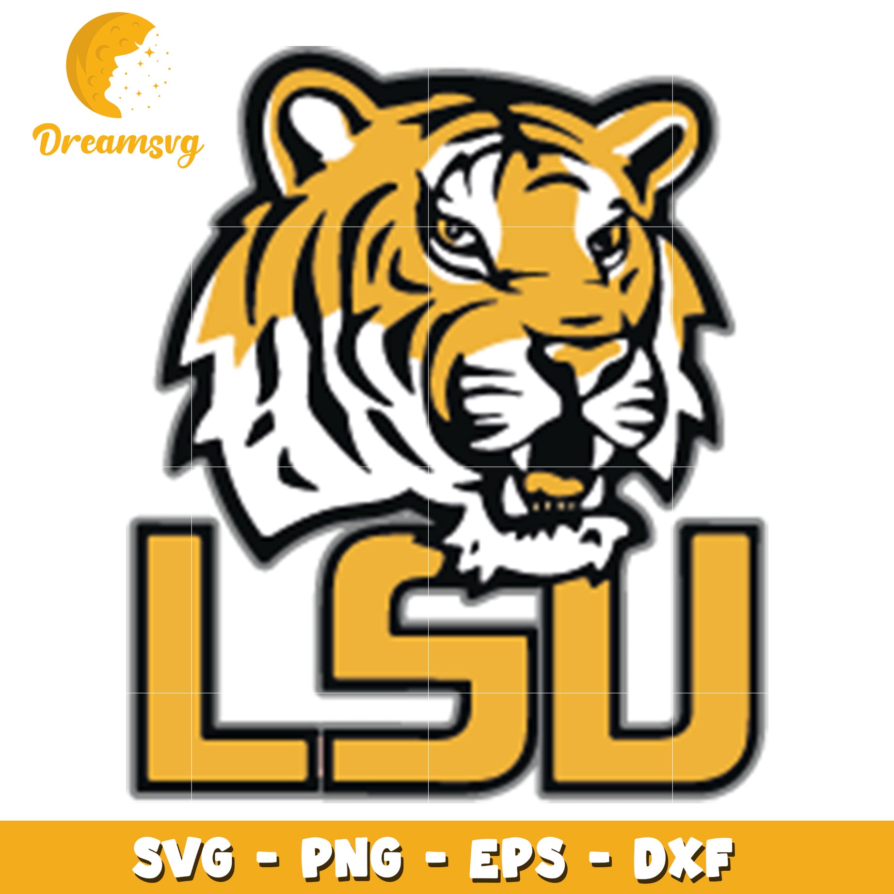 LSU Tiger Head SVG PNG EPS DXF Files