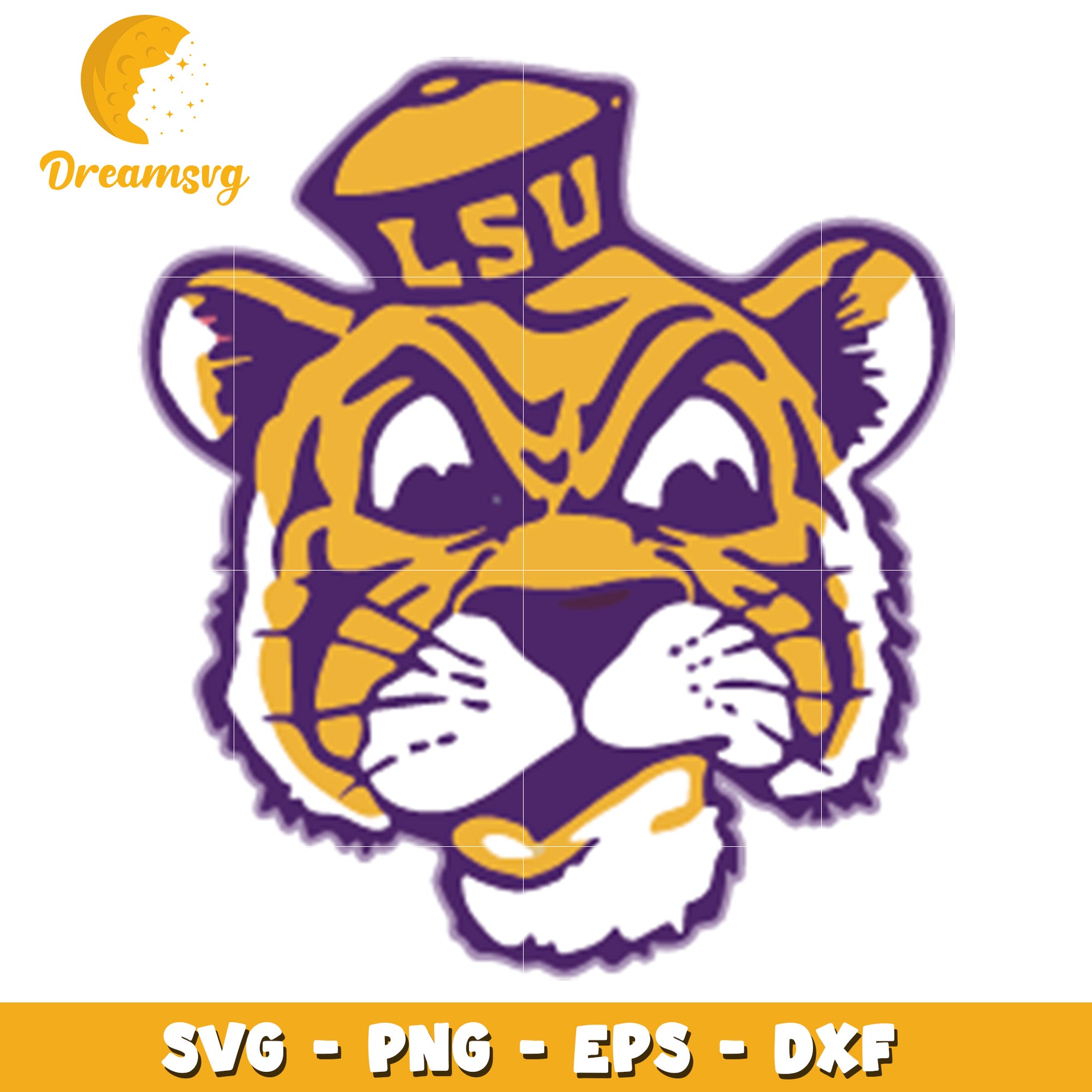 LSU Tiger Mascot SVG PNG EPS DXF