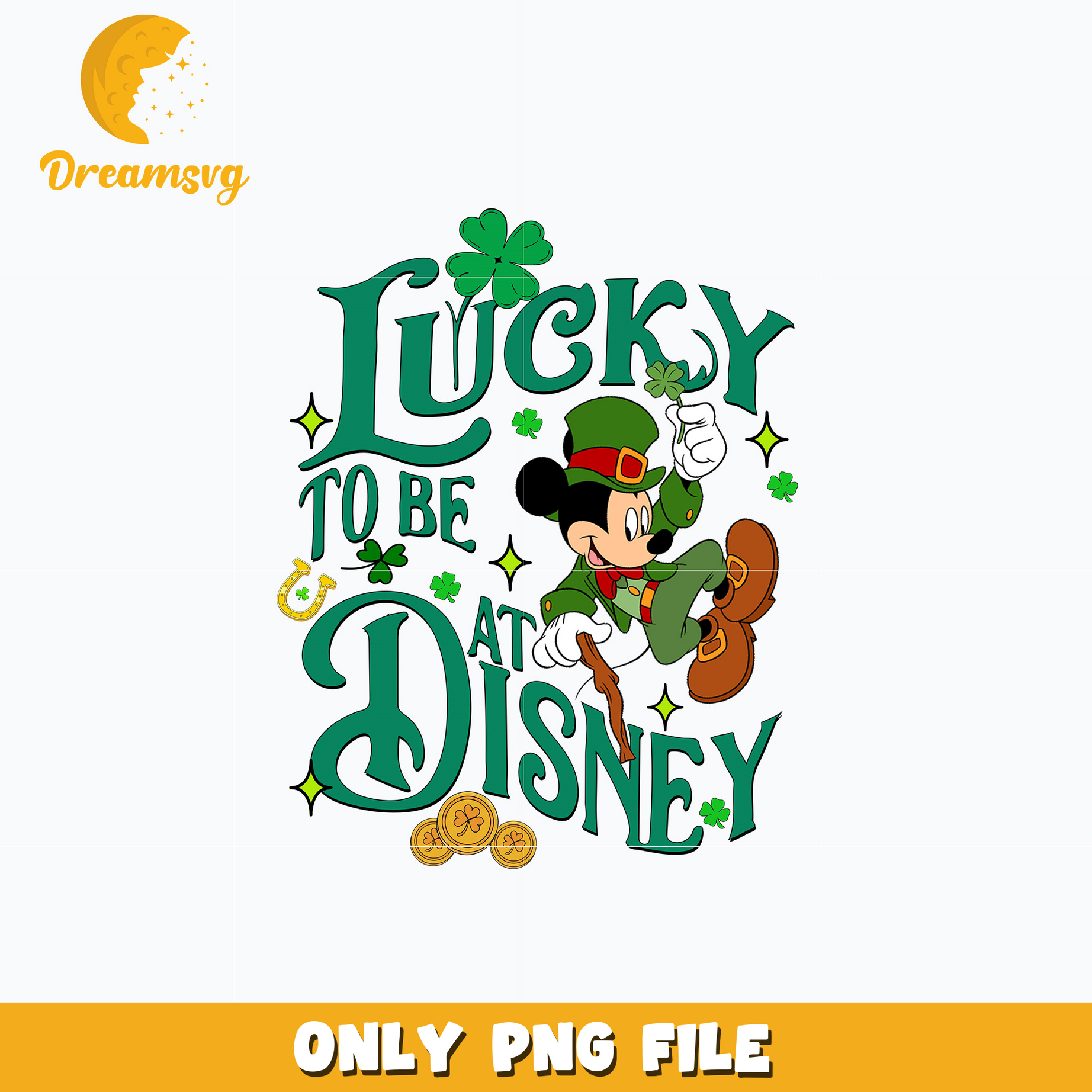 Mickey lucky to be at disney patrick's day png