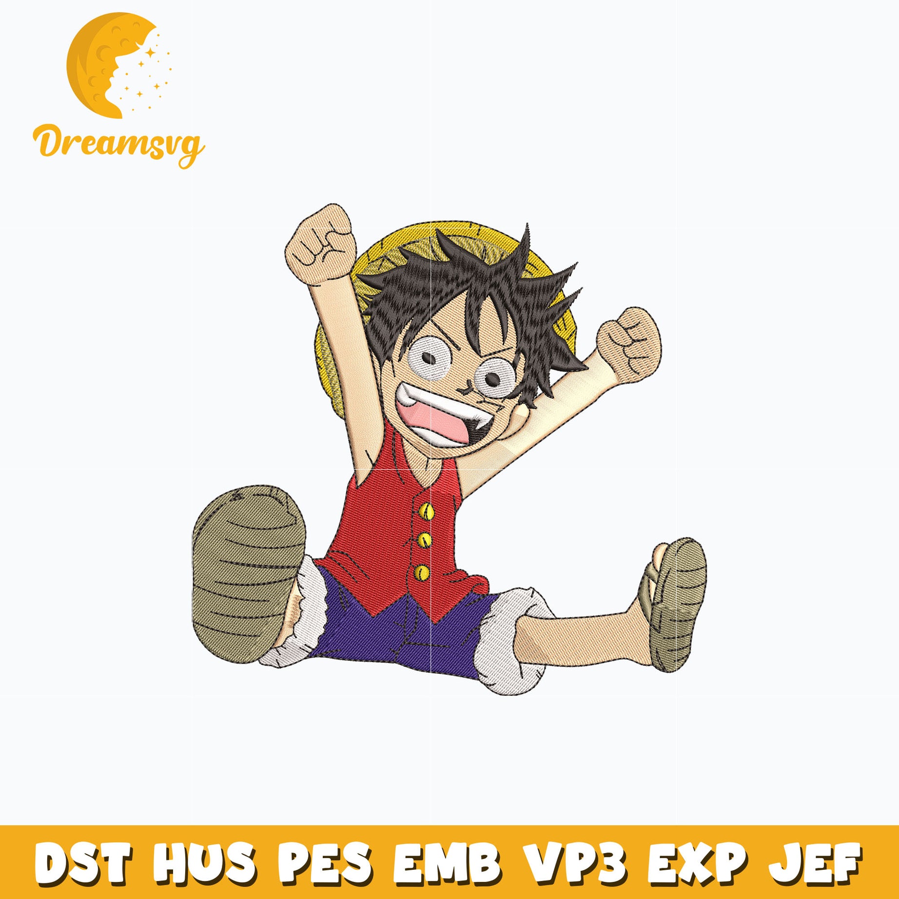 Monkey d luffy embroidery design