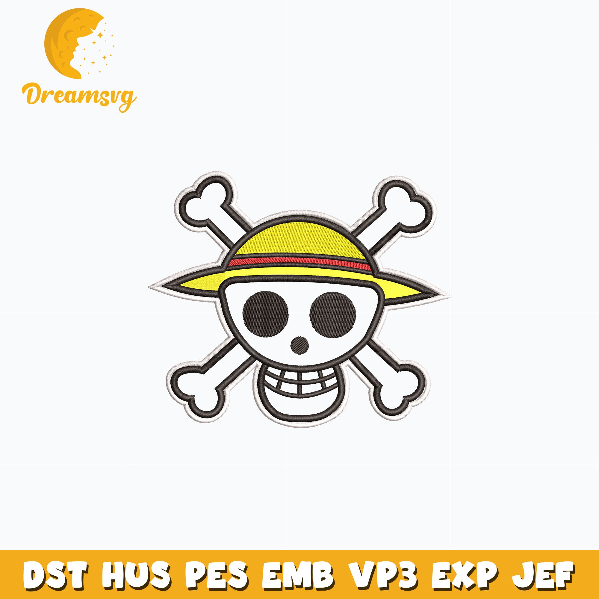 Luffy skull logo embroidery design – DreamSVG Store