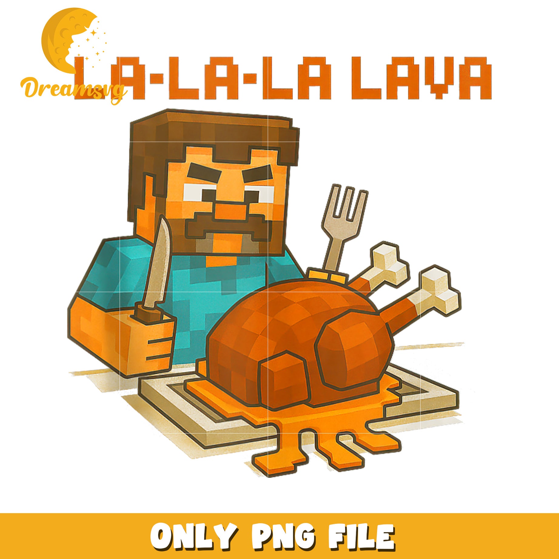 La-La-La Lava PNG Artwork, Fun Minecraft Character Cooking, Download Now!