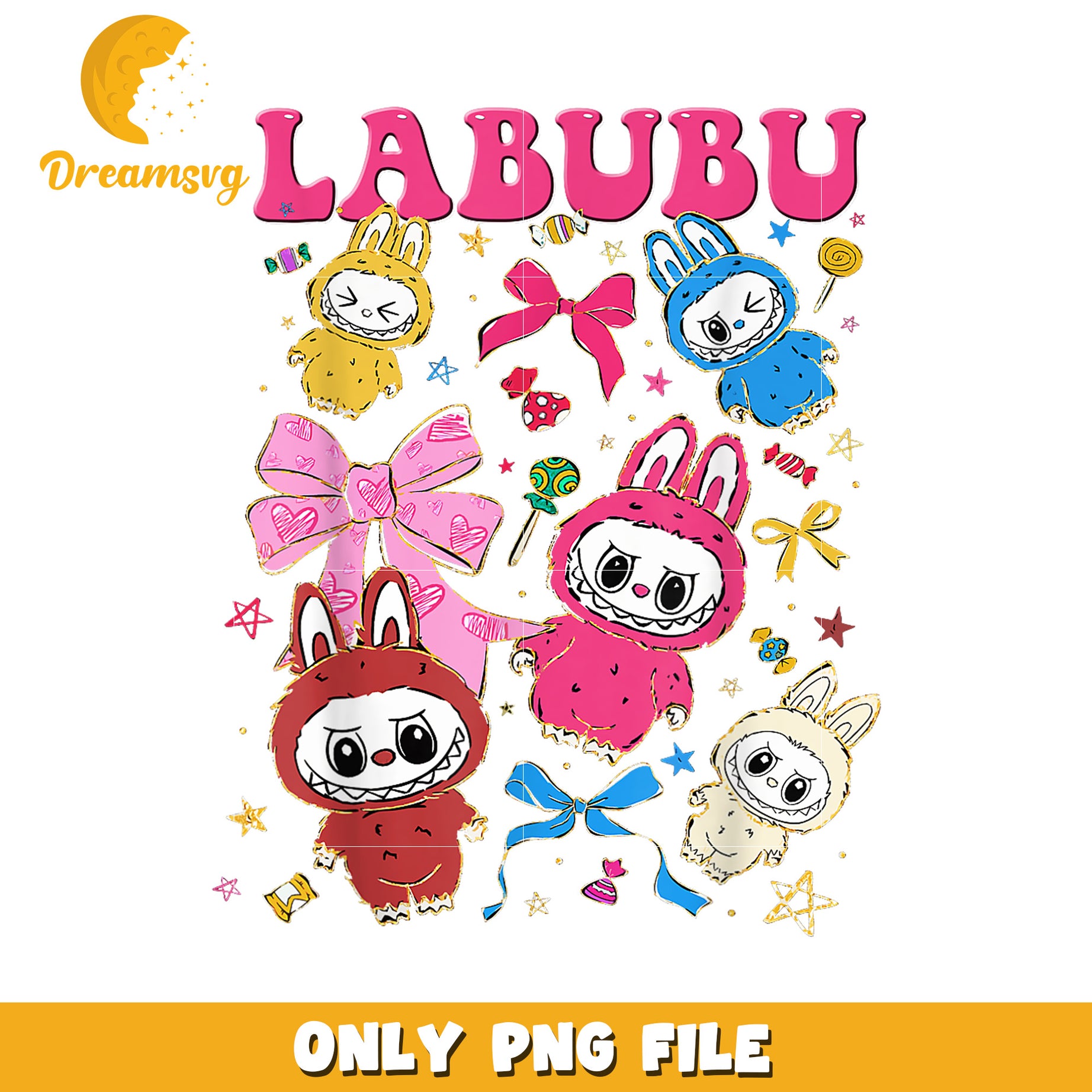 LaBububu Bunny PNG, Cute Kawaii Clipart