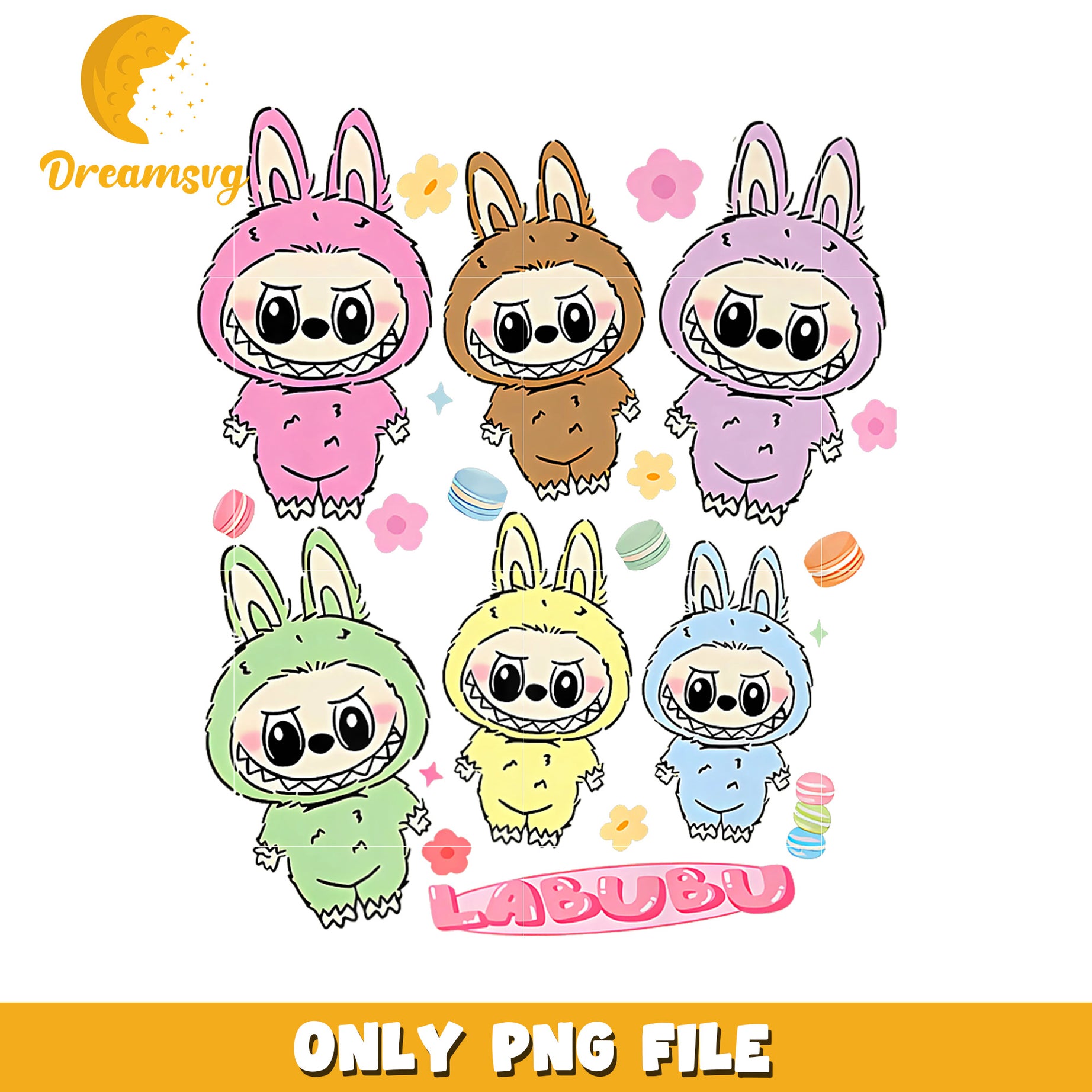 Labubu Bunny PNG, Cute Cartoon Clipart