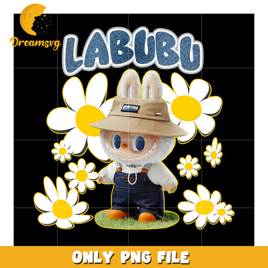 Labubu Bunny PNG, Daisy Flowers, Cute Cartoon, Only PNG File