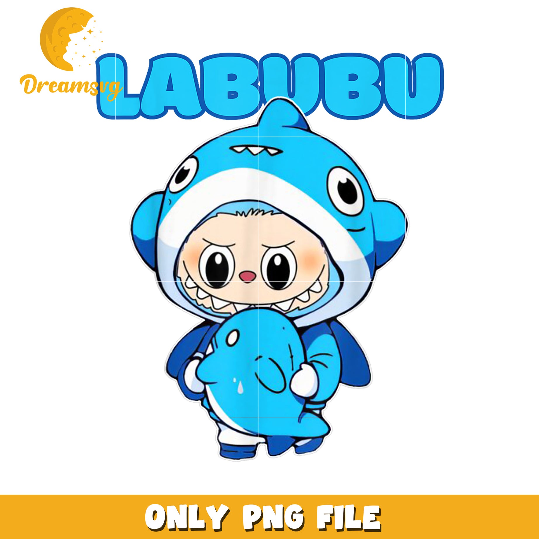 Labubu Character PNG File, Cute Shark Design Download, Fun Art