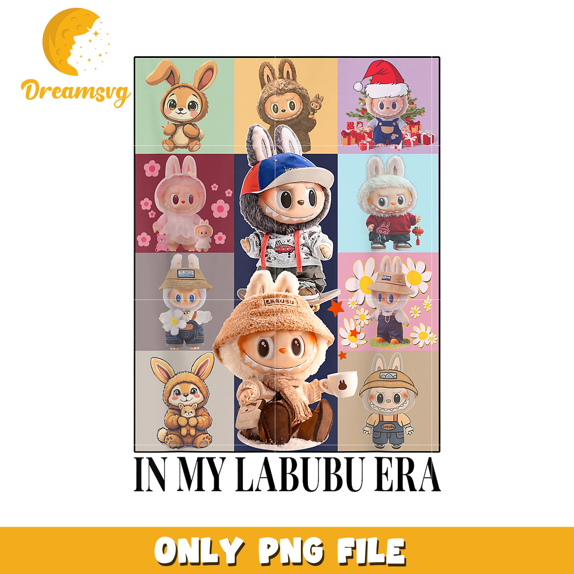 Labubu PNG Cute Bunny Stickers, 60 characters.
