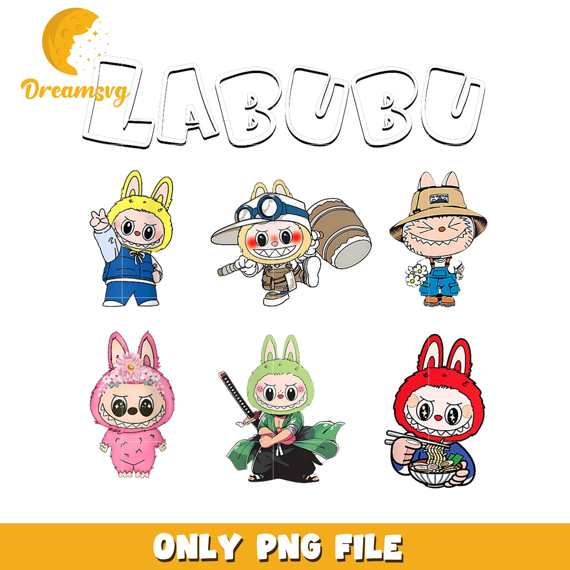 Labubu PNG, Cute Bunny Characters, Downloadable Files