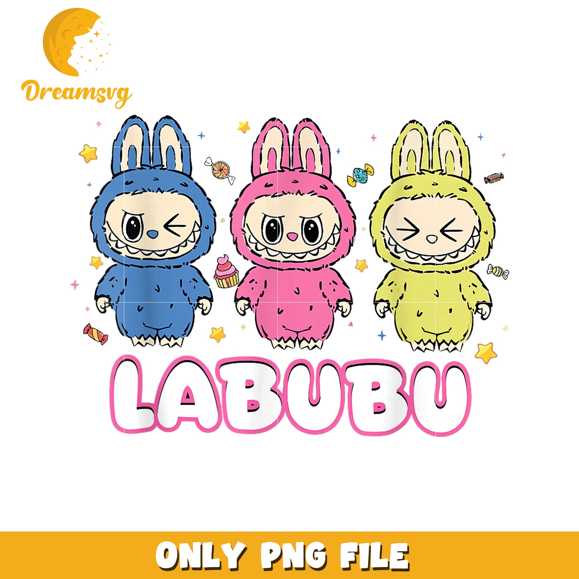 Labubu PNG, Cute Bunny, Kawaii Monster, Clipart, SVG