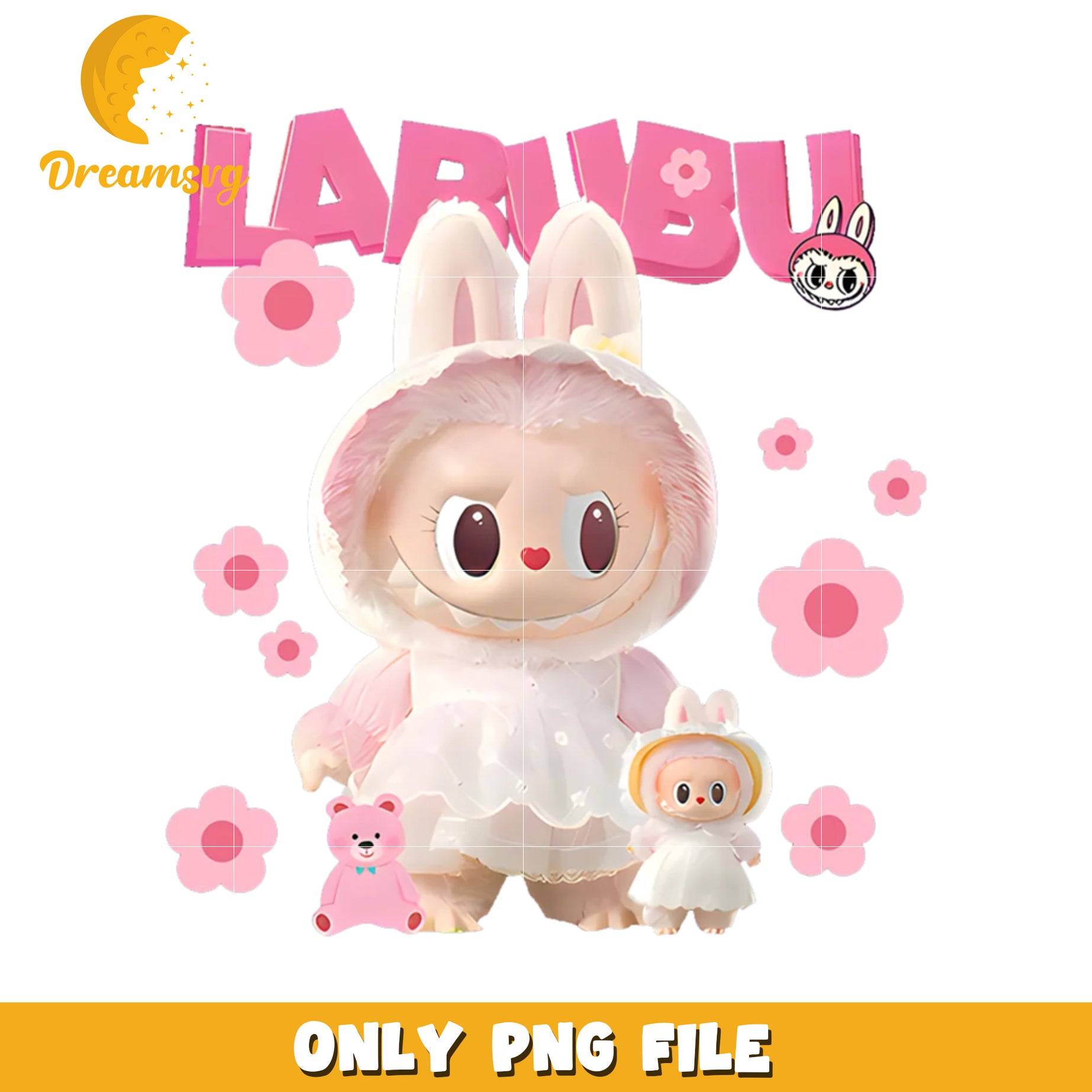 Labubu PNG, Cute Bunny, Kawaii Toy, Pink, DreamsVsg